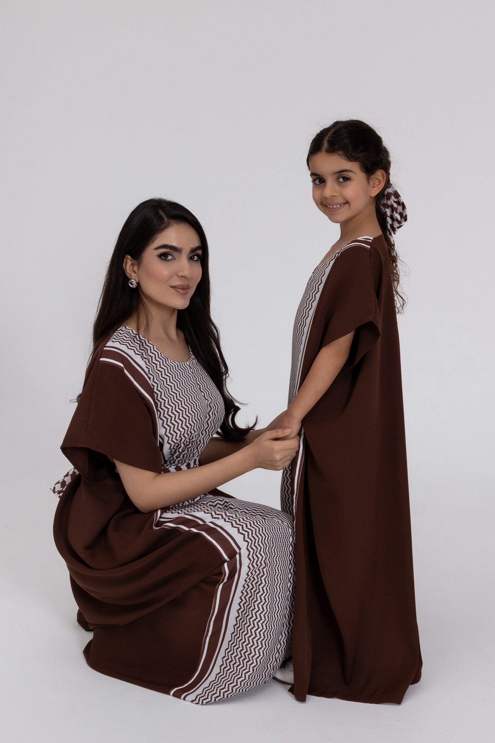 Kids Brown Keffiyeh Kaftan