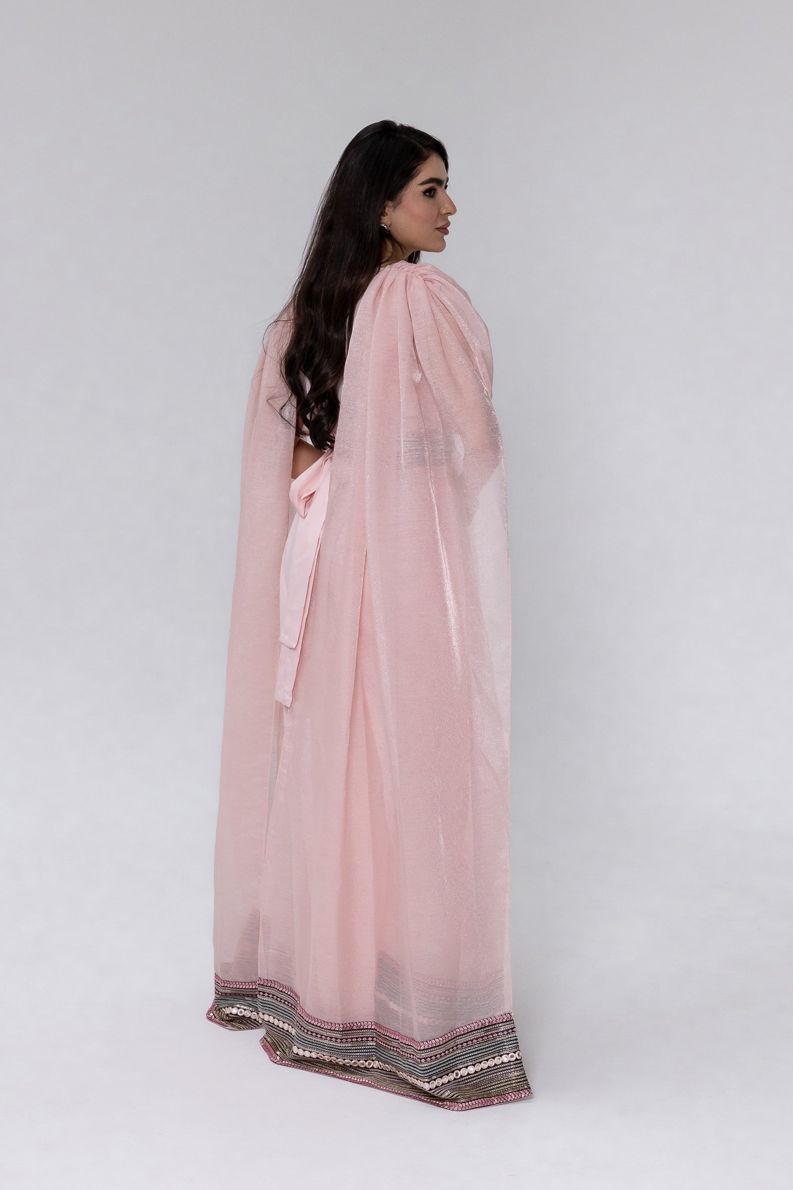 Blush Embroidered Cape Kaftan