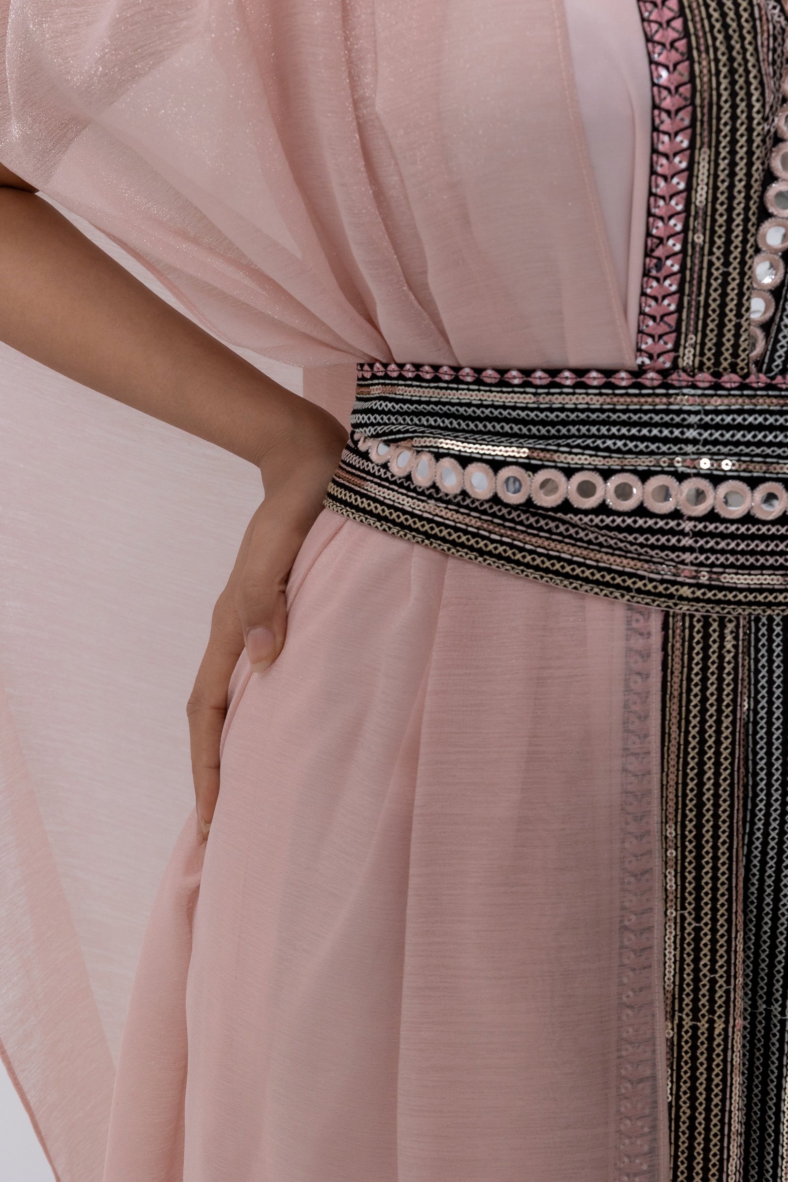 Blush Embroidered Cape Kaftan