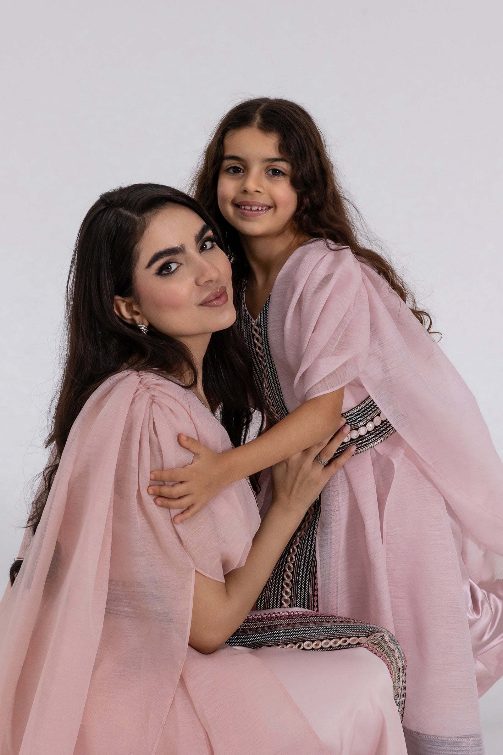 Kids Blush Embroidered Cape Kaftan