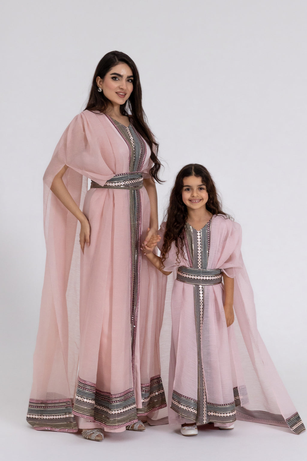 Kids Blush Embroidered Cape Kaftan