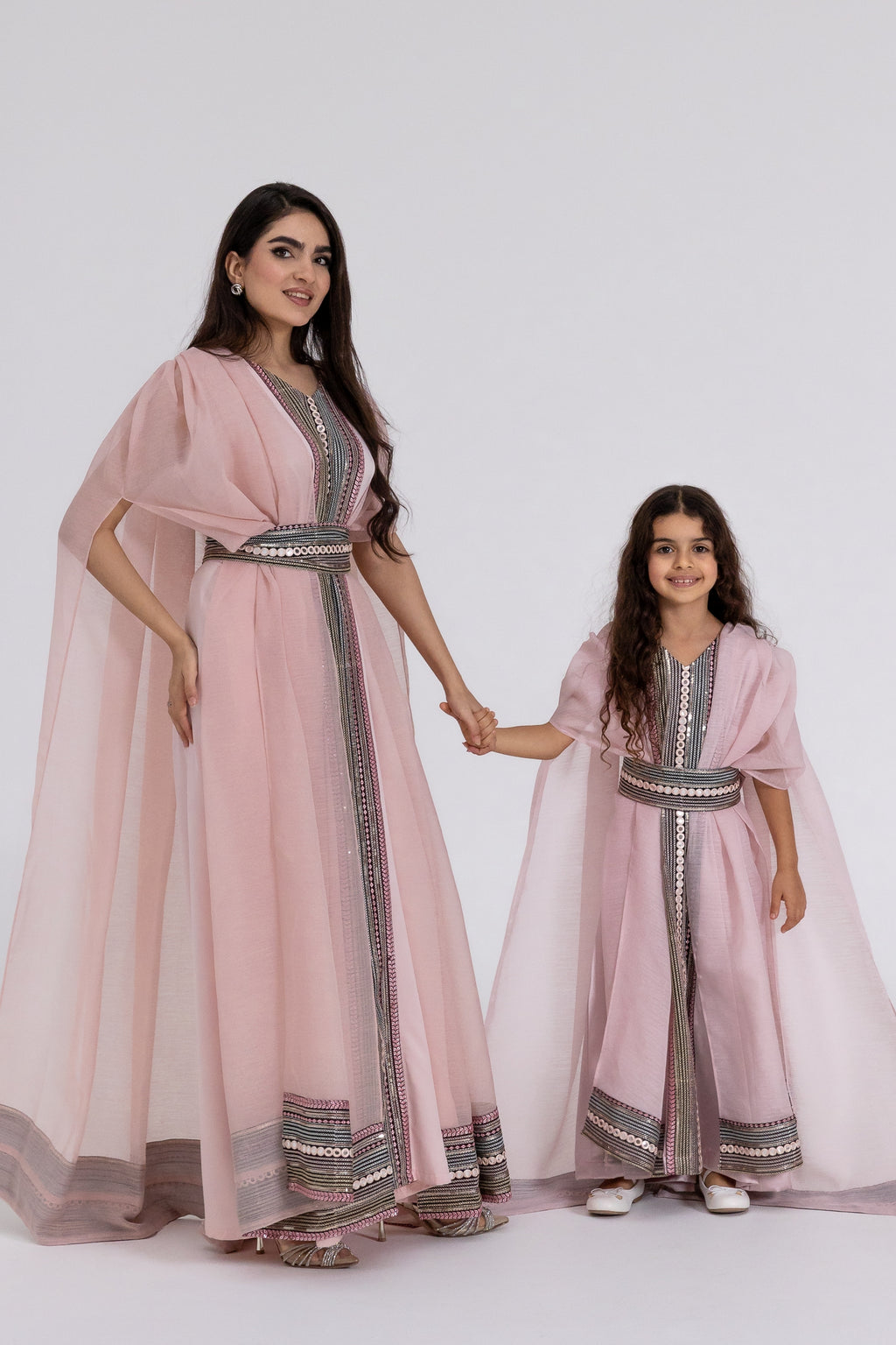 Kids Blush Embroidered Cape Kaftan