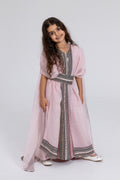 Kids Blush Embroidered Cape Kaftan