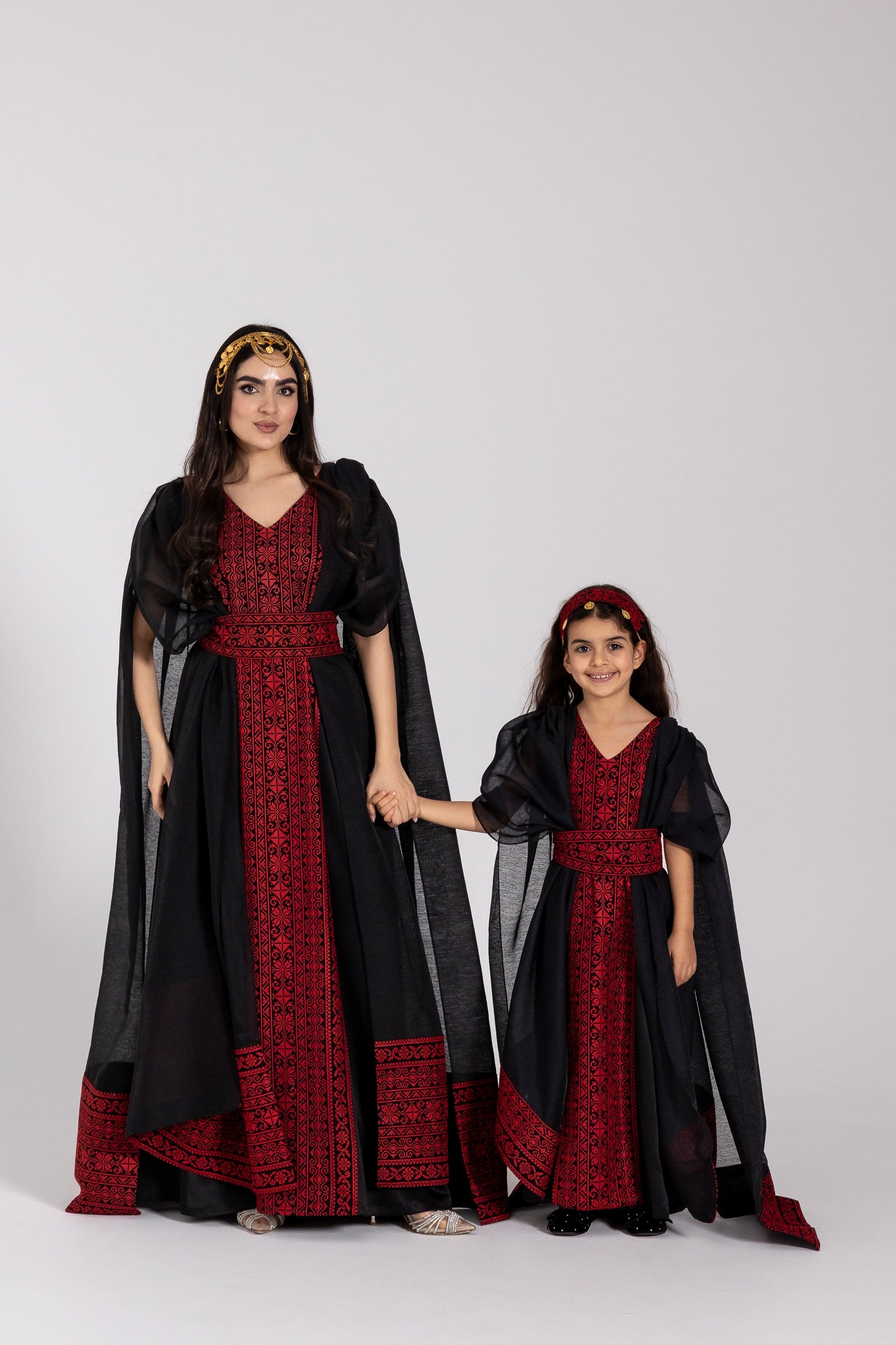 Black Embroidered Cape Kaftan