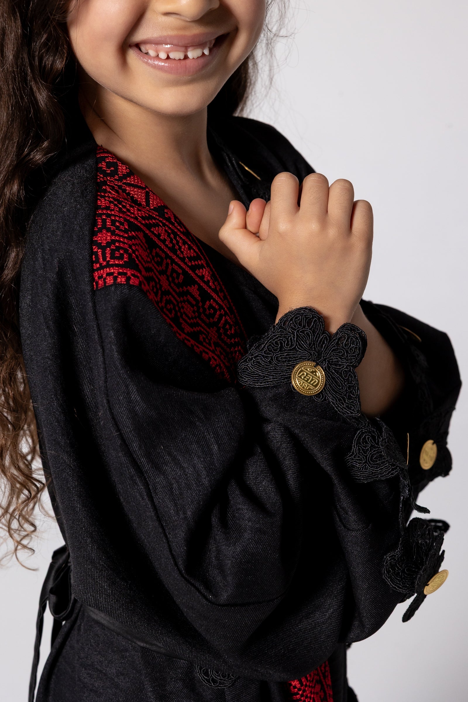 Kids Abaya with Butterfly Appliqué