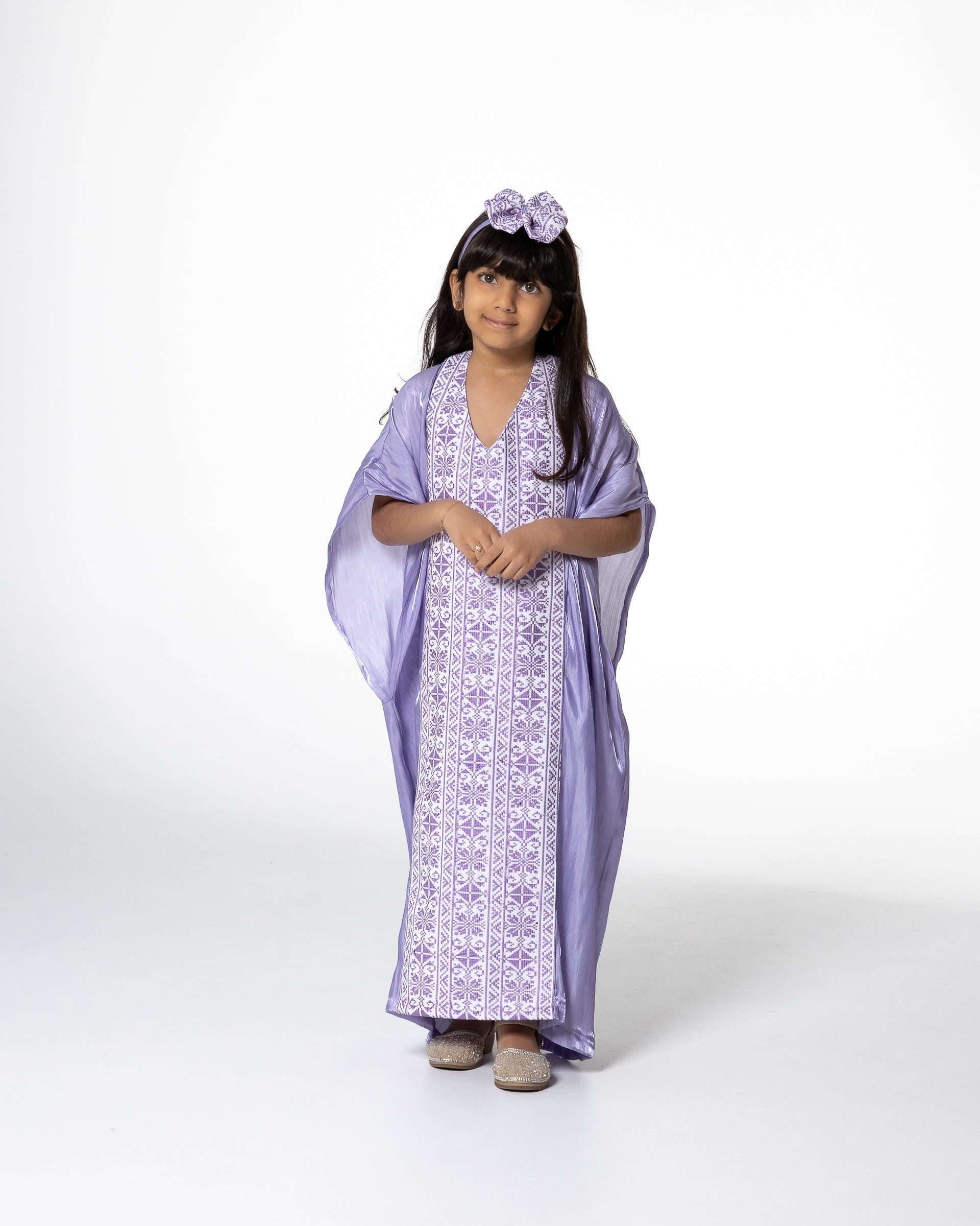 Kids Lilac Kaftan with Embroidery
