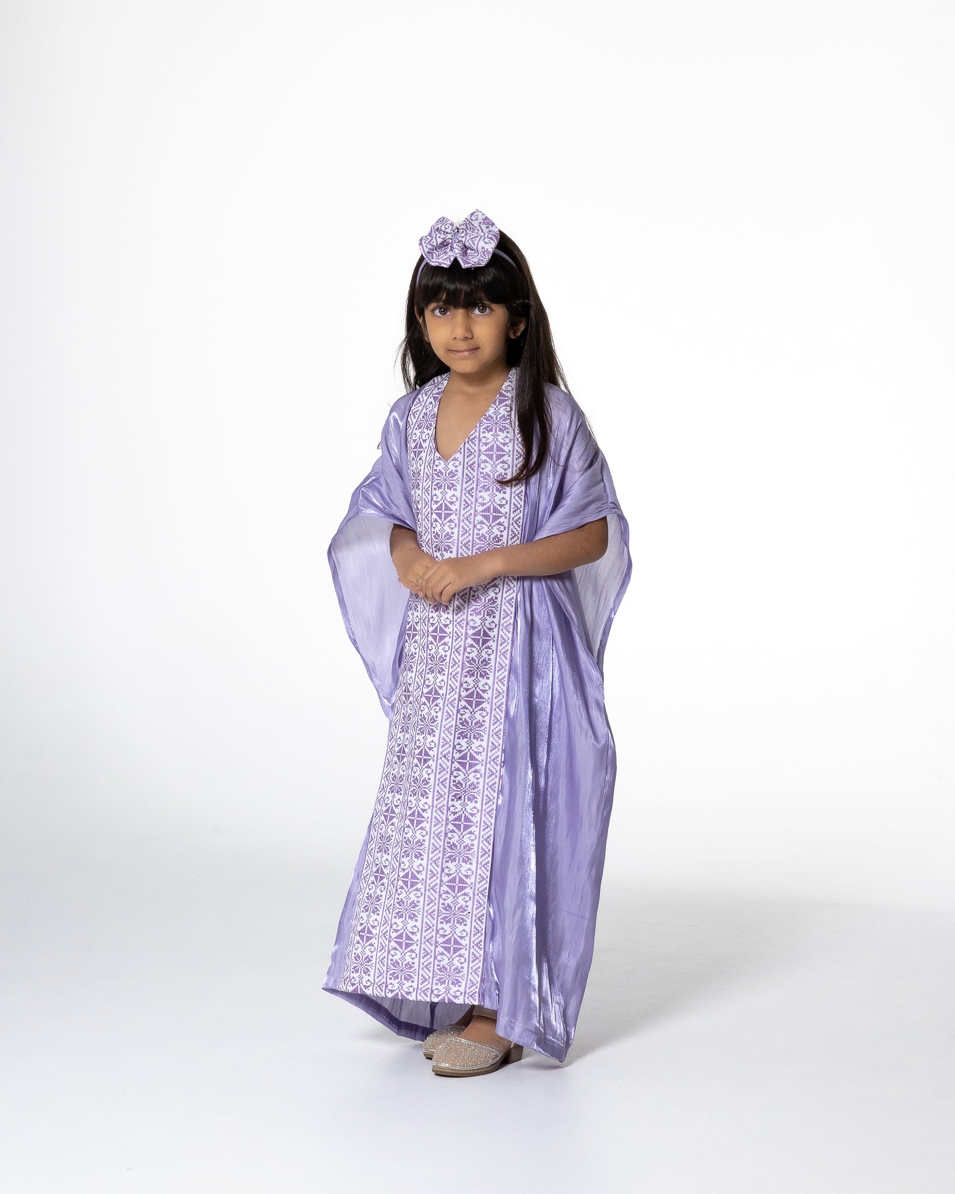 Kids Lilac Kaftan with Embroidery