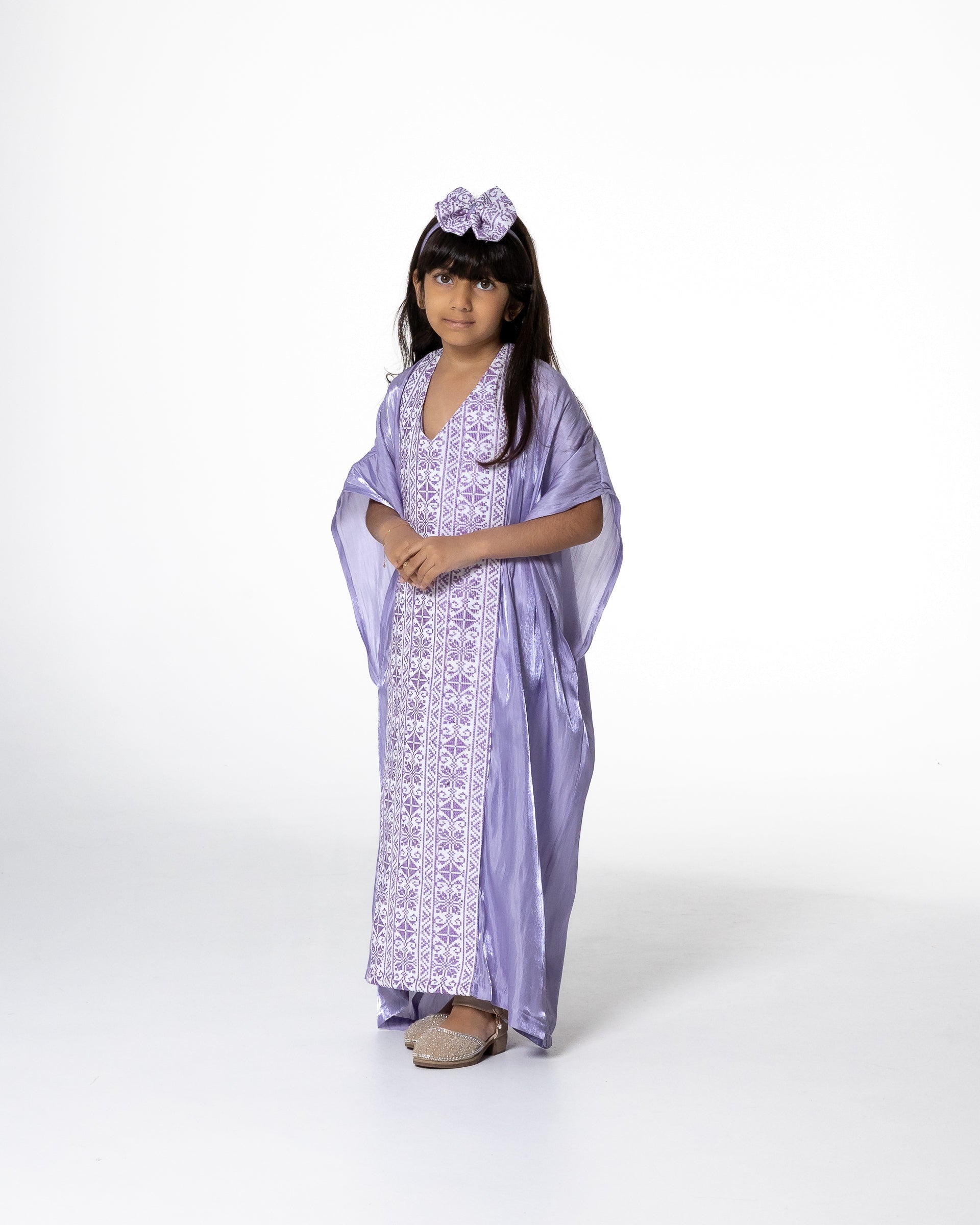 Kids Lilac Kaftan with Embroidery