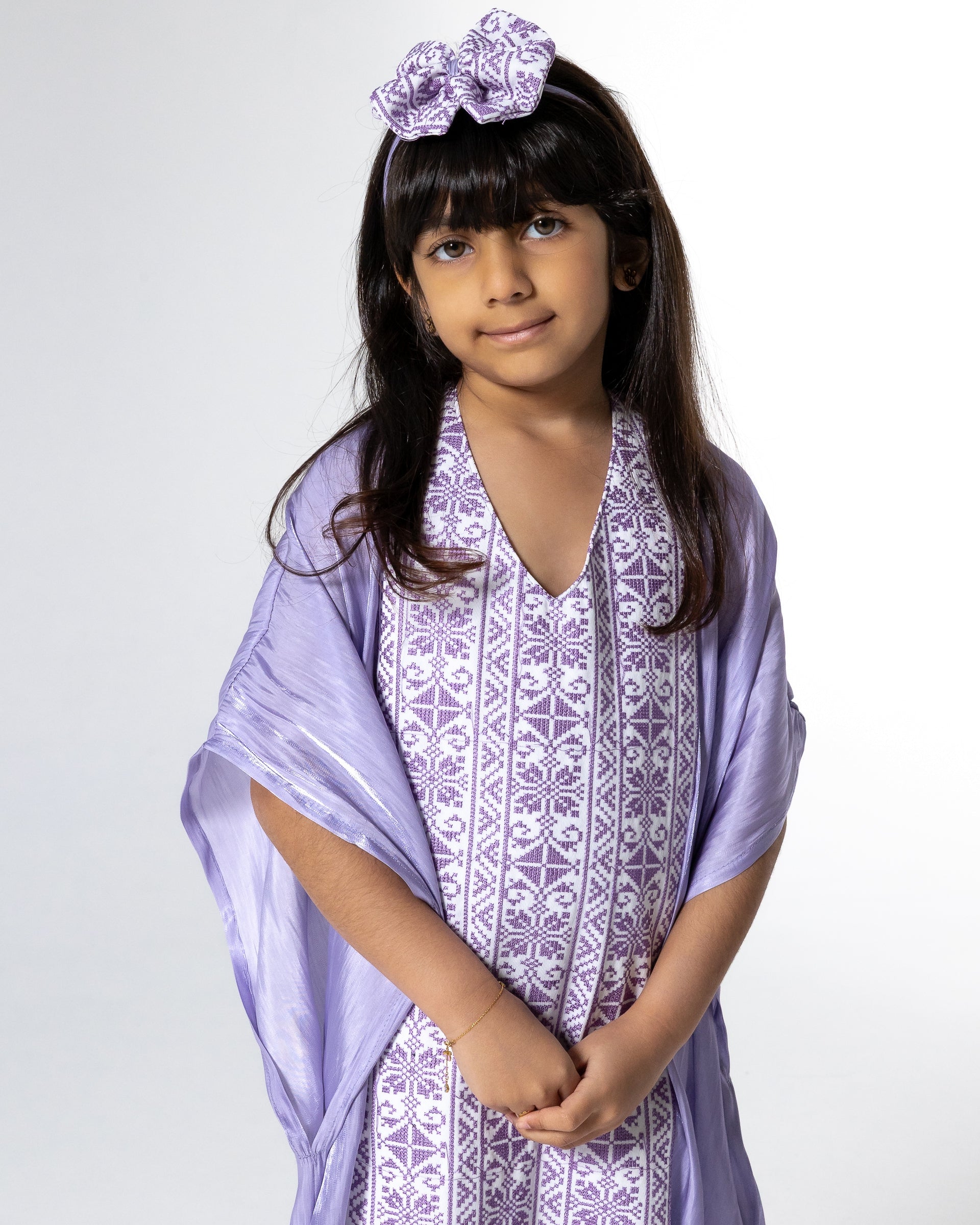 Kids Lilac Kaftan with Embroidery