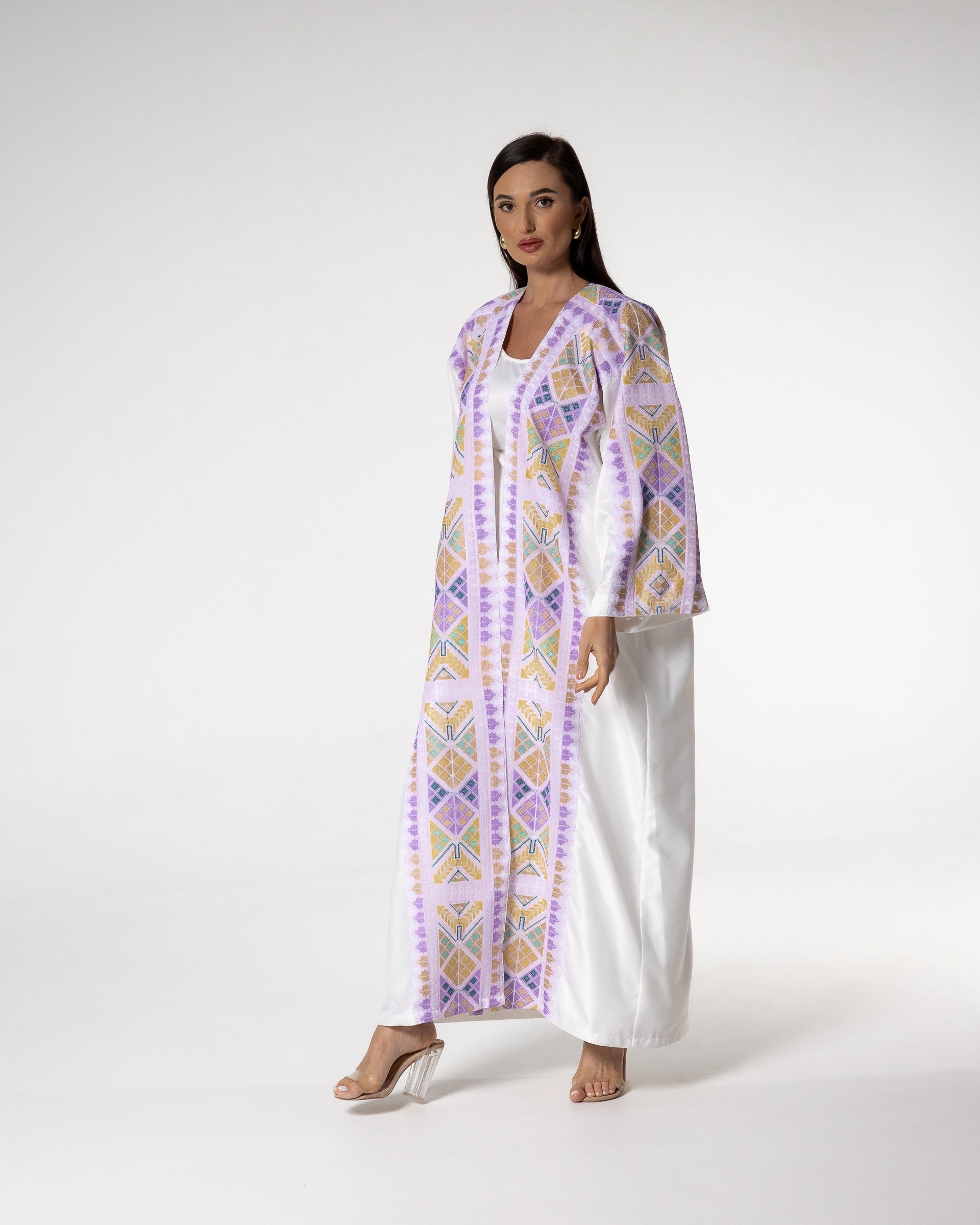 White Abaya with Colored Embroidery
