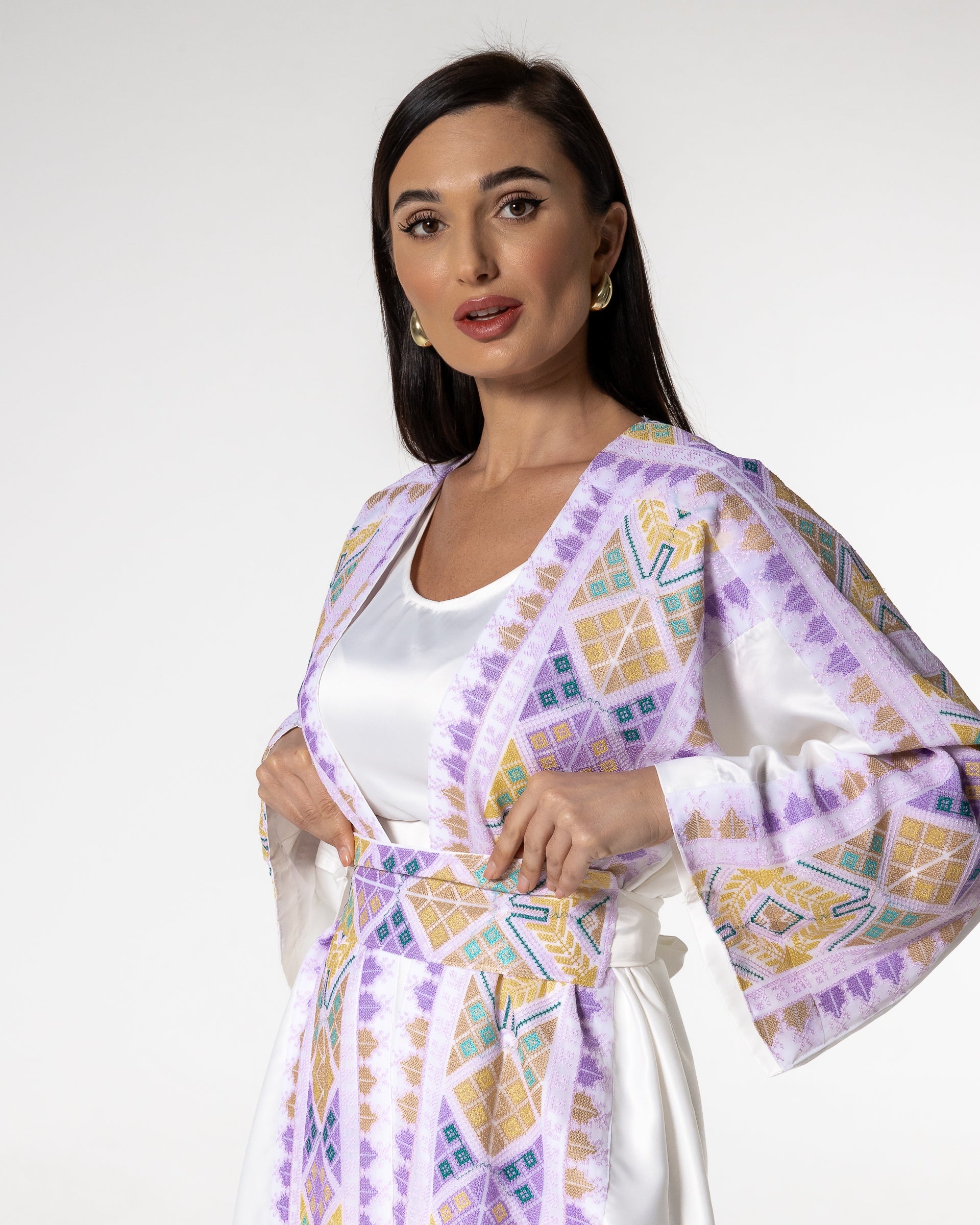 White Abaya with Colored Embroidery