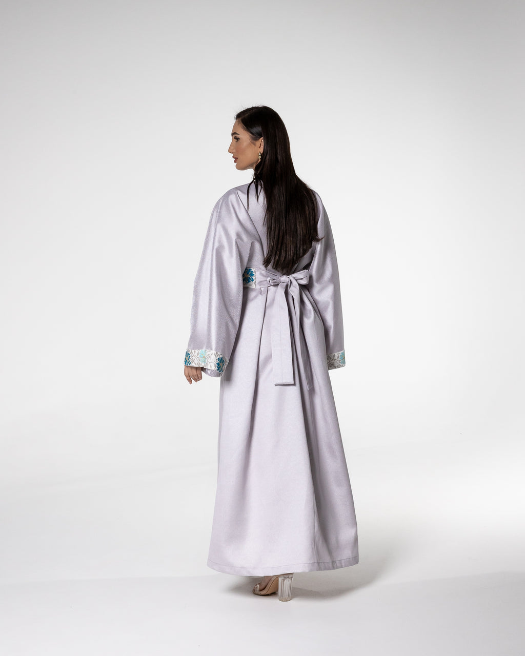 Soft Lavender Abaya with Floral Embroidery