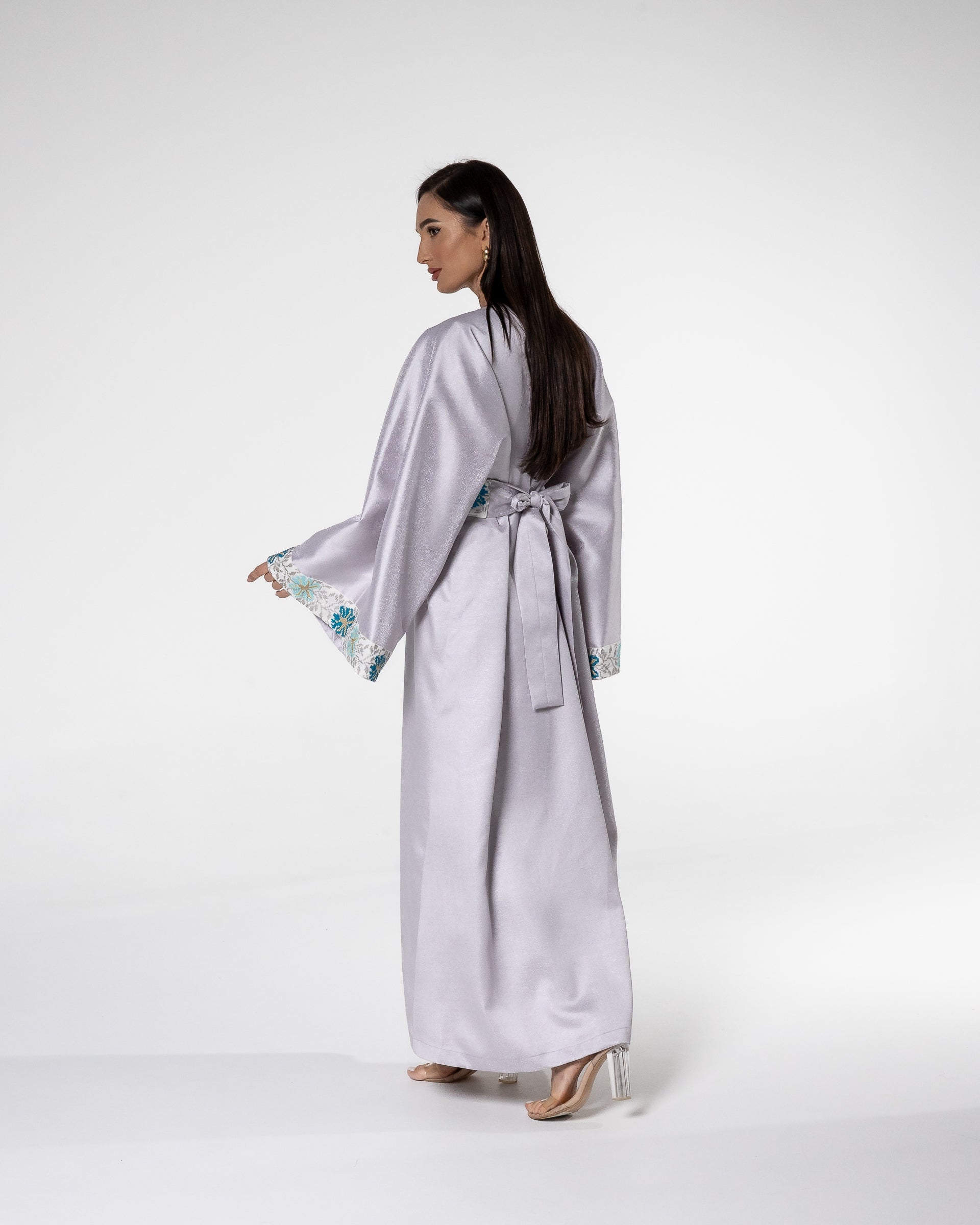 Soft Lavender Abaya with Floral Embroidery