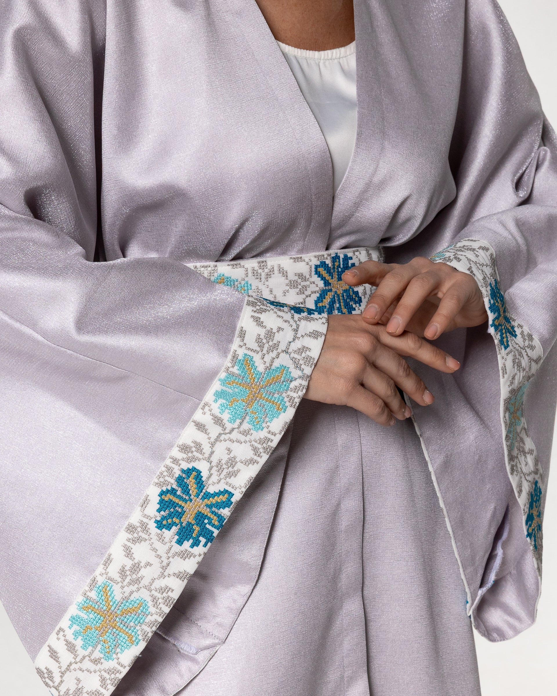 Soft Lavender Abaya with Floral Embroidery