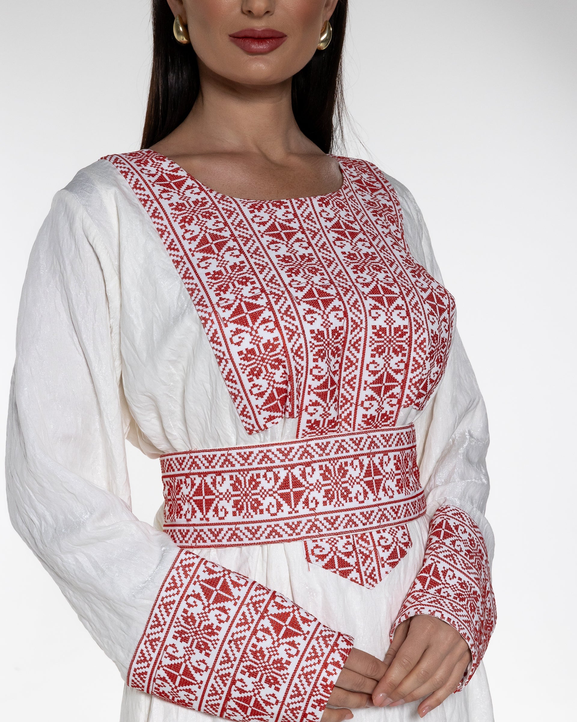 White Dress with Embroidery Details