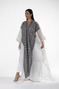 White Open Cape with Embroidery
