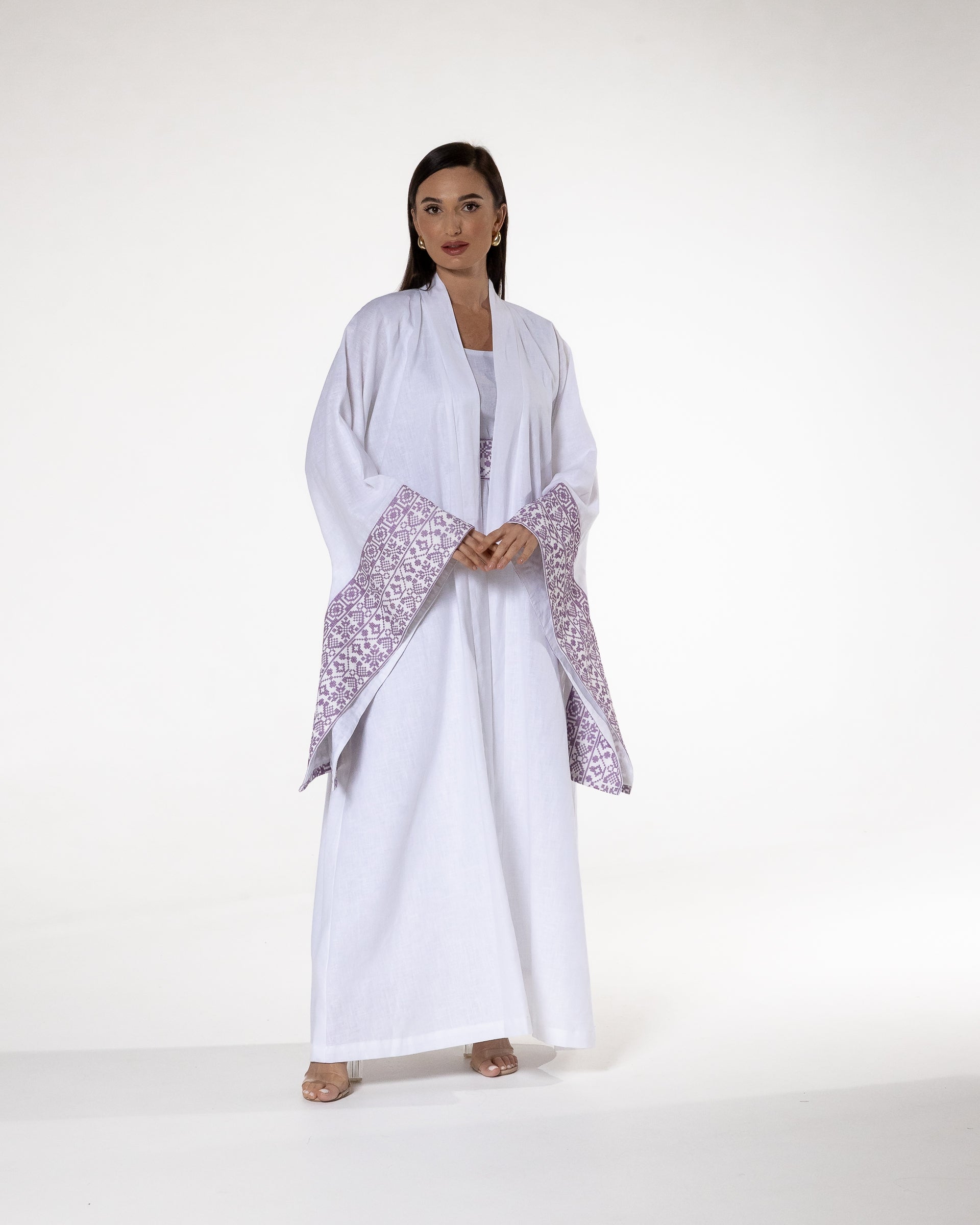 White Abaya with Embroidered Details