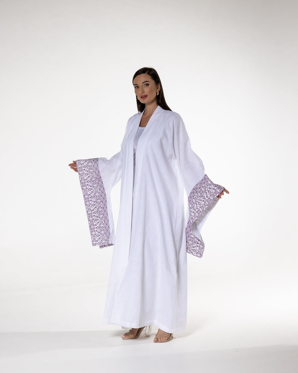White Abaya with Embroidered Details