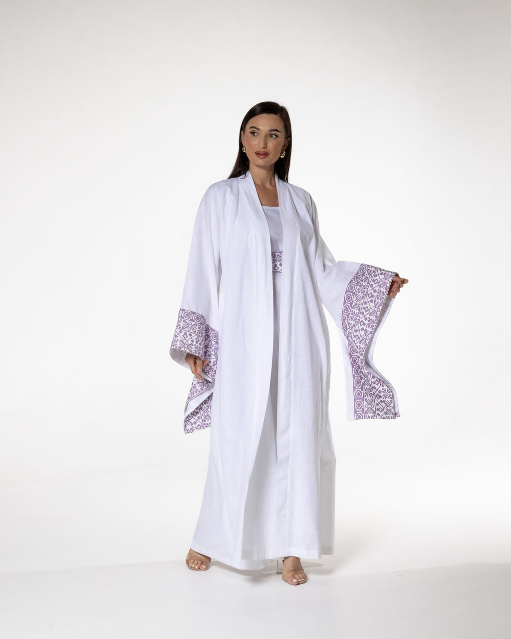 White Abaya with Embroidered Details