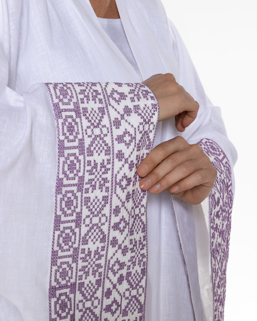 White Abaya with Embroidered Details
