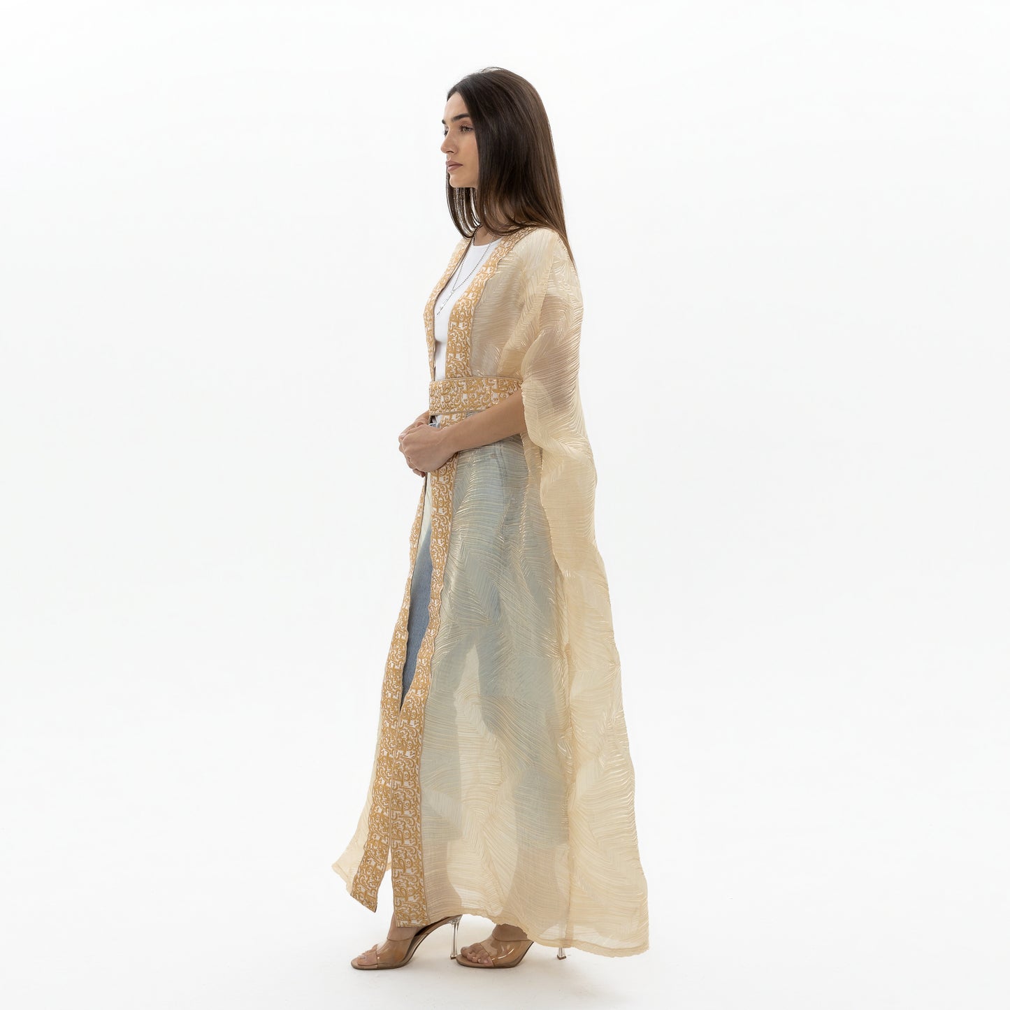 Light Beige Bisht with Tatreez Details