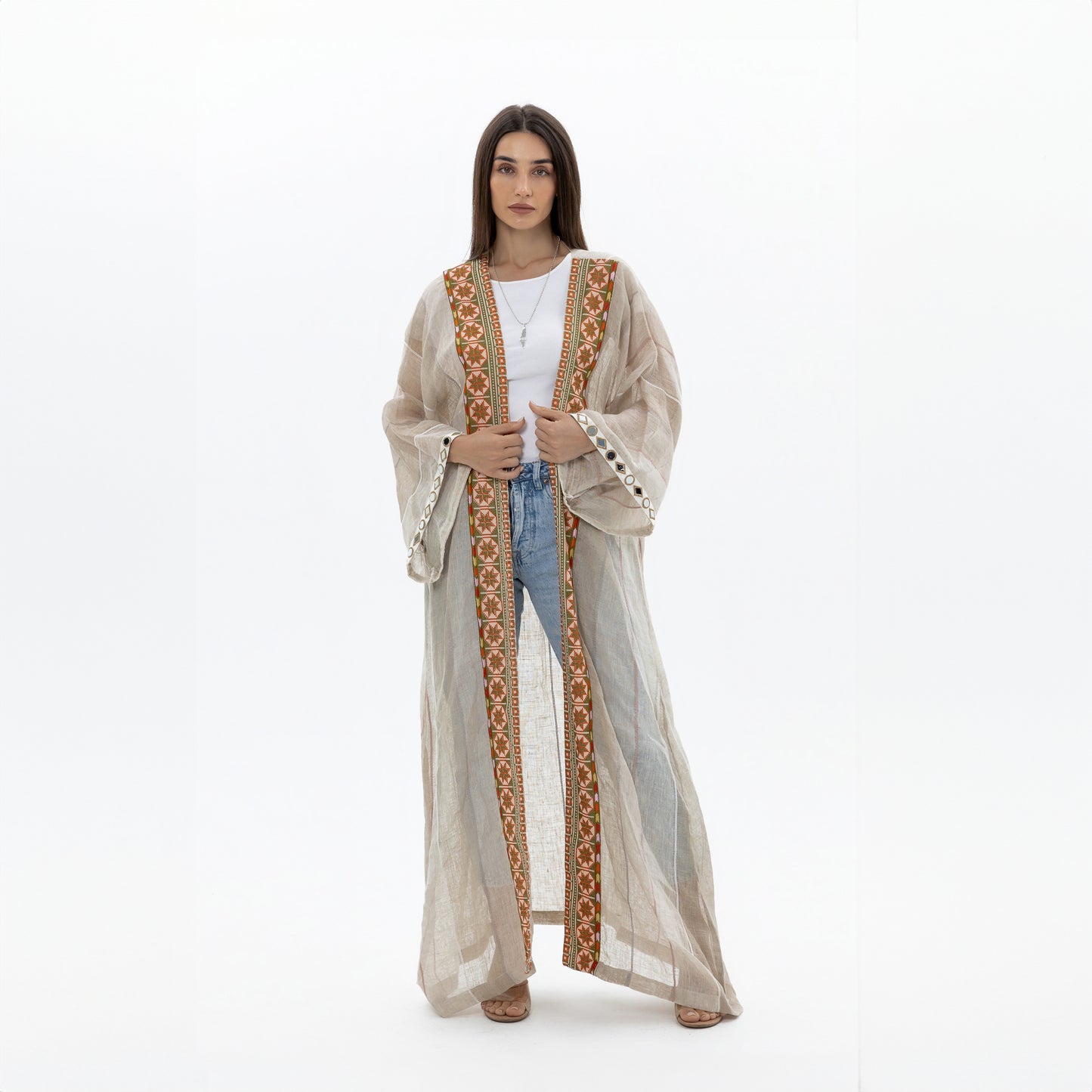 Beige Abaya with Tatreez