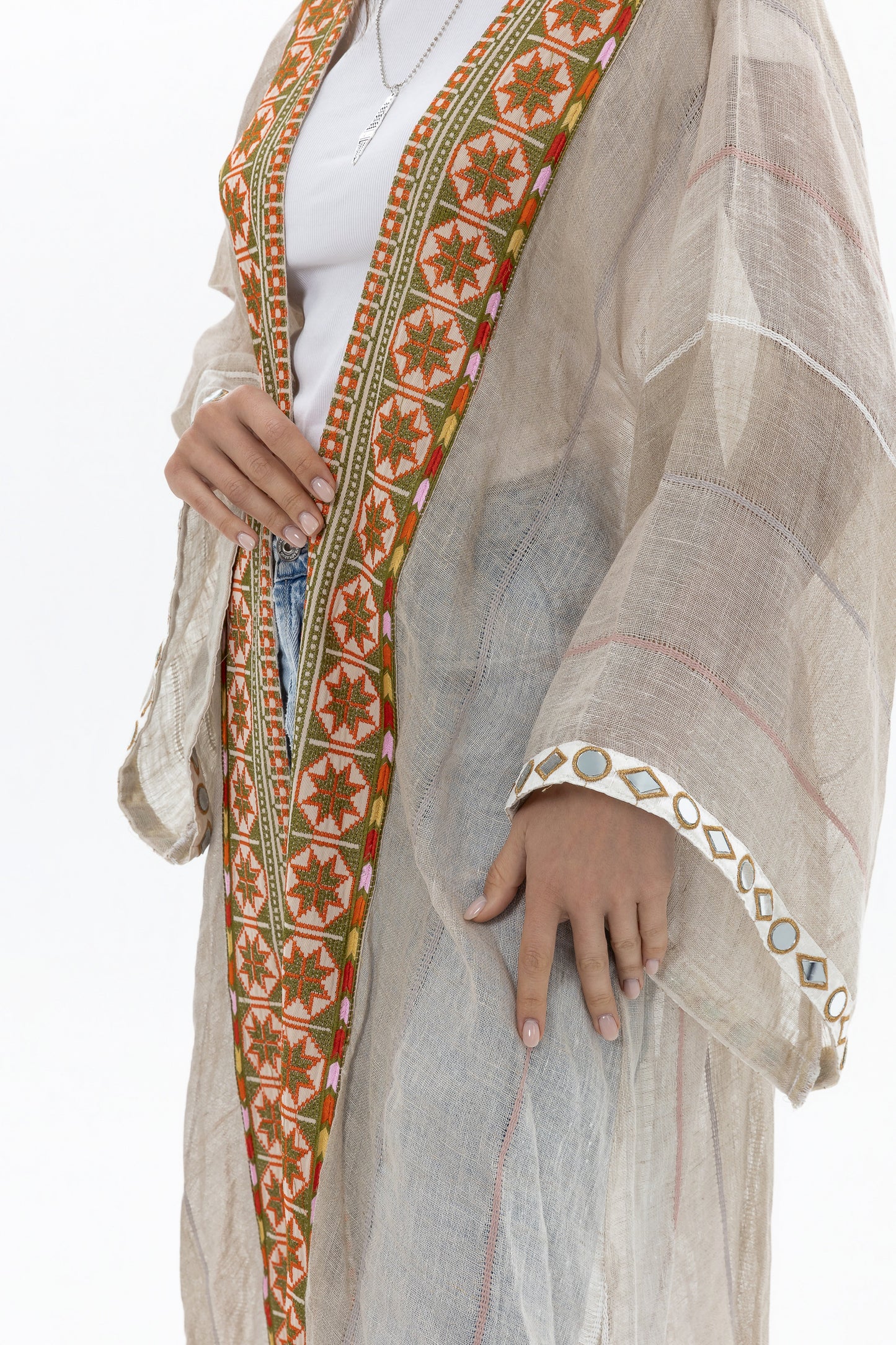 Beige Abaya with Tatreez