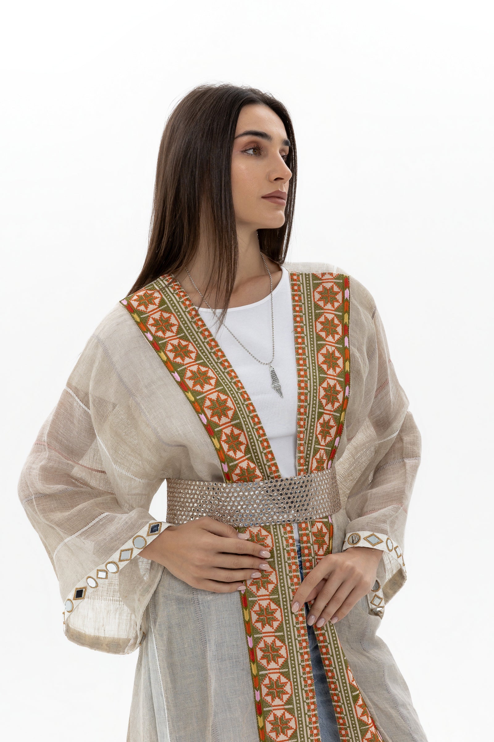 Beige Abaya with Tatreez
