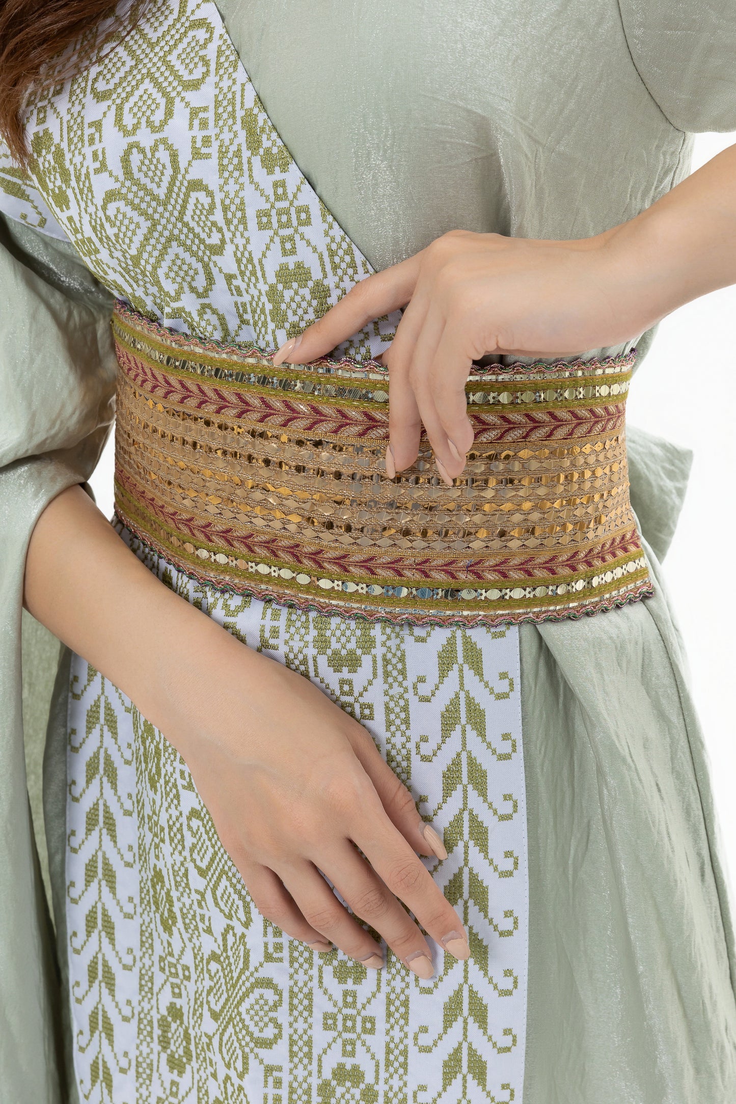 Mint Abaya with Embroidery Details