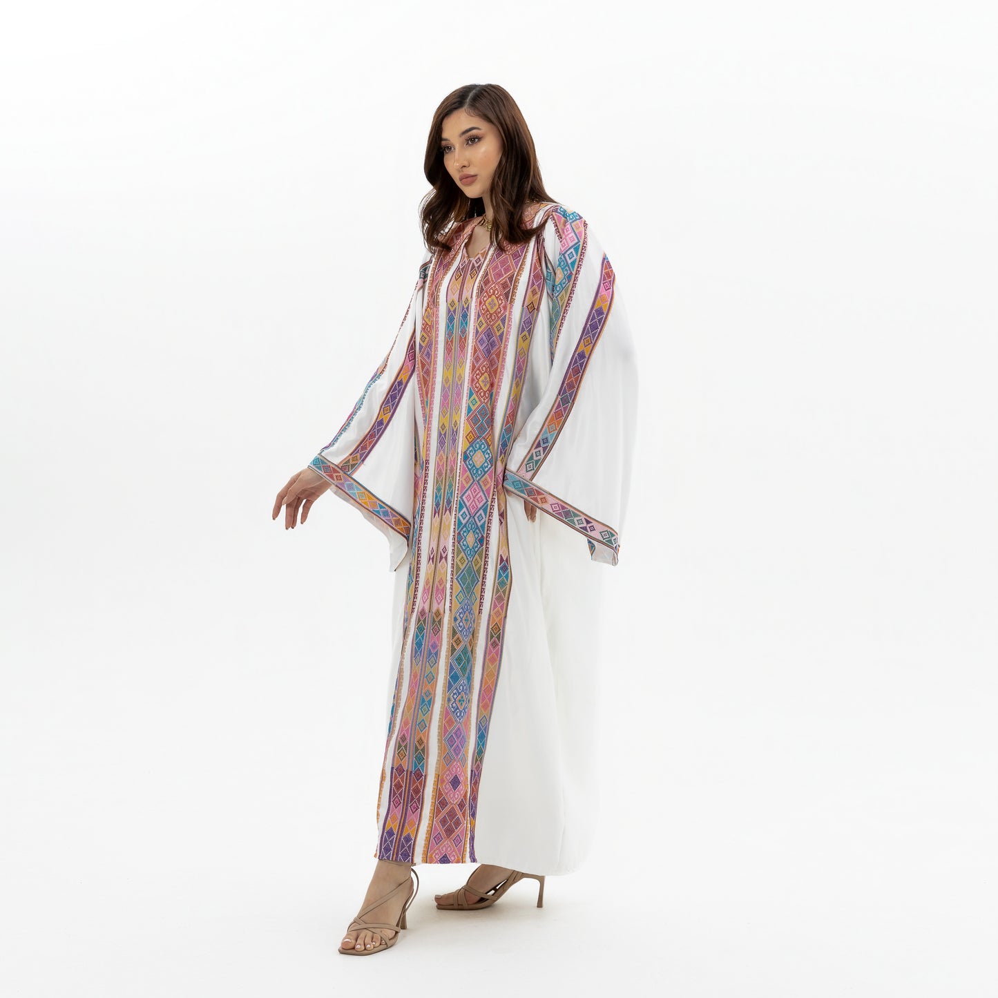 Adult White Kaftan with Tatreez