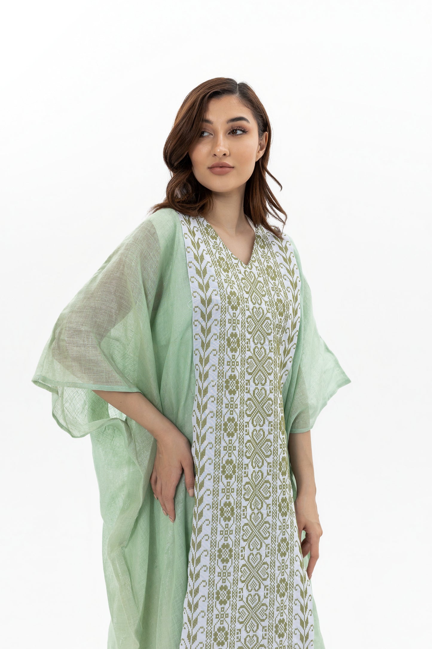 Adult Green Kaftan with Embroidery