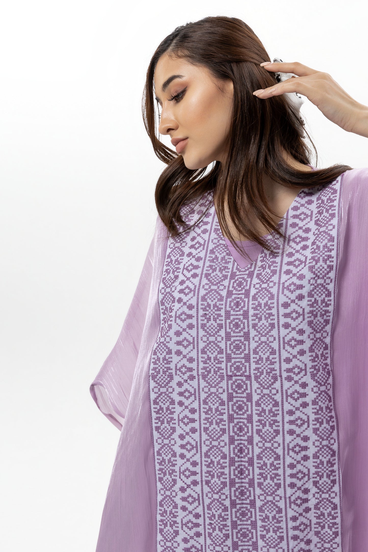 Lavender Kaftan with Embroidery