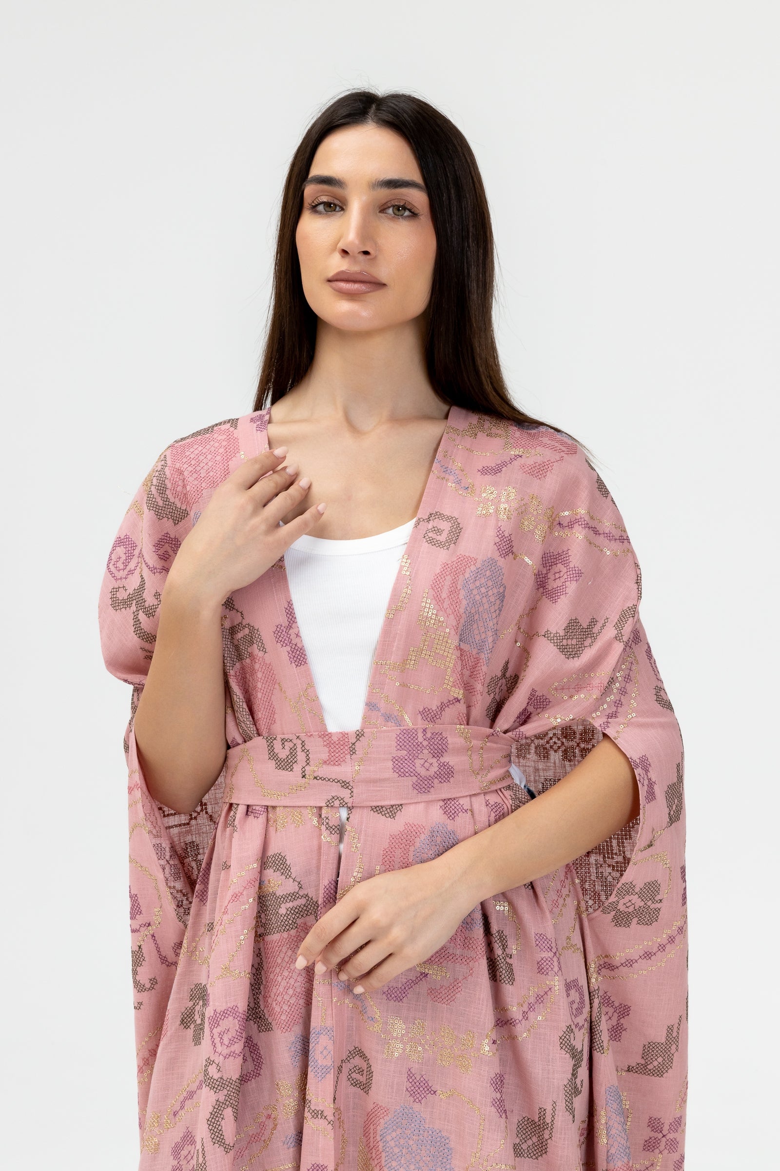 Pink Embroidered Cape