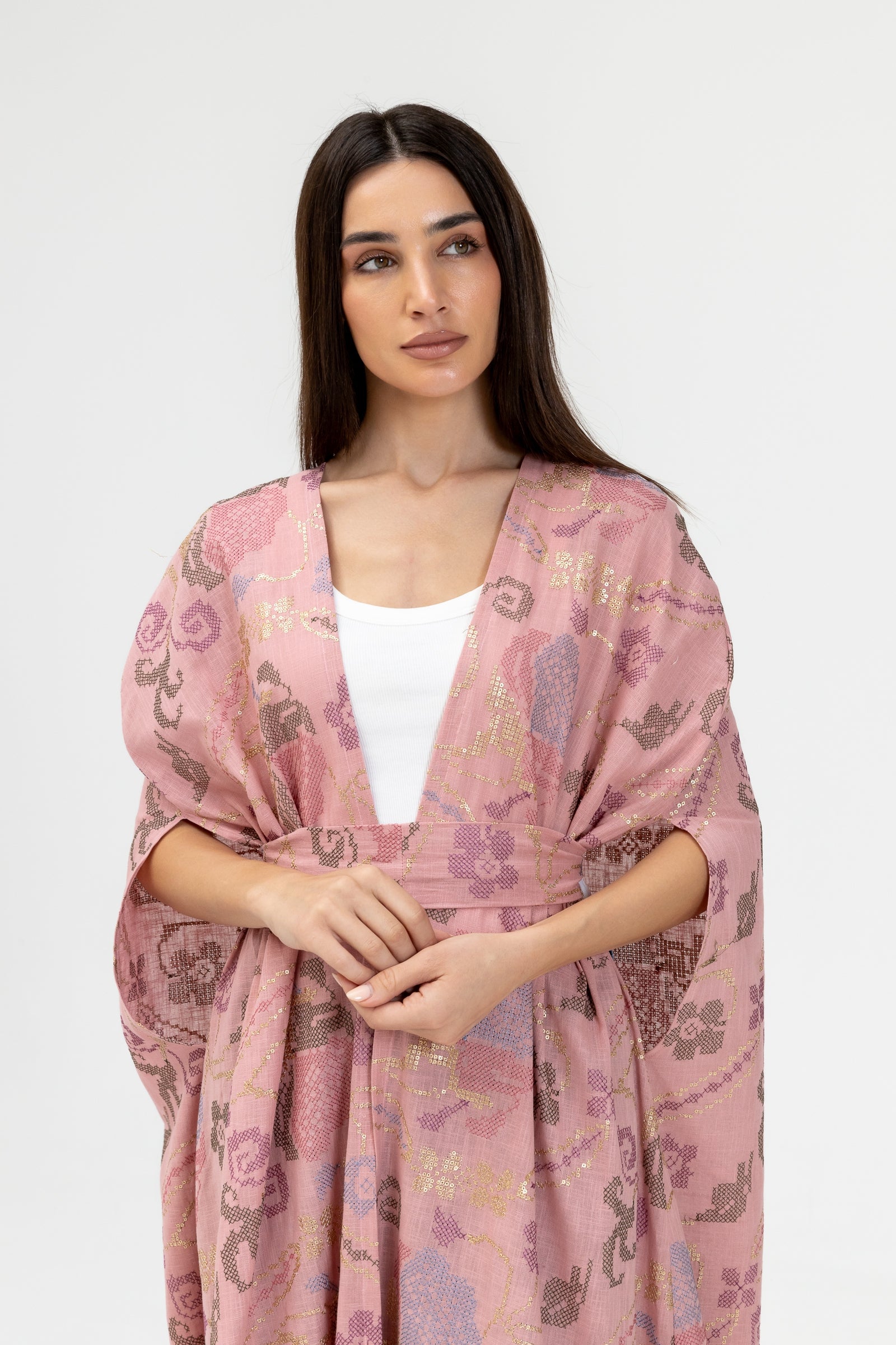 Pink Embroidered Cape