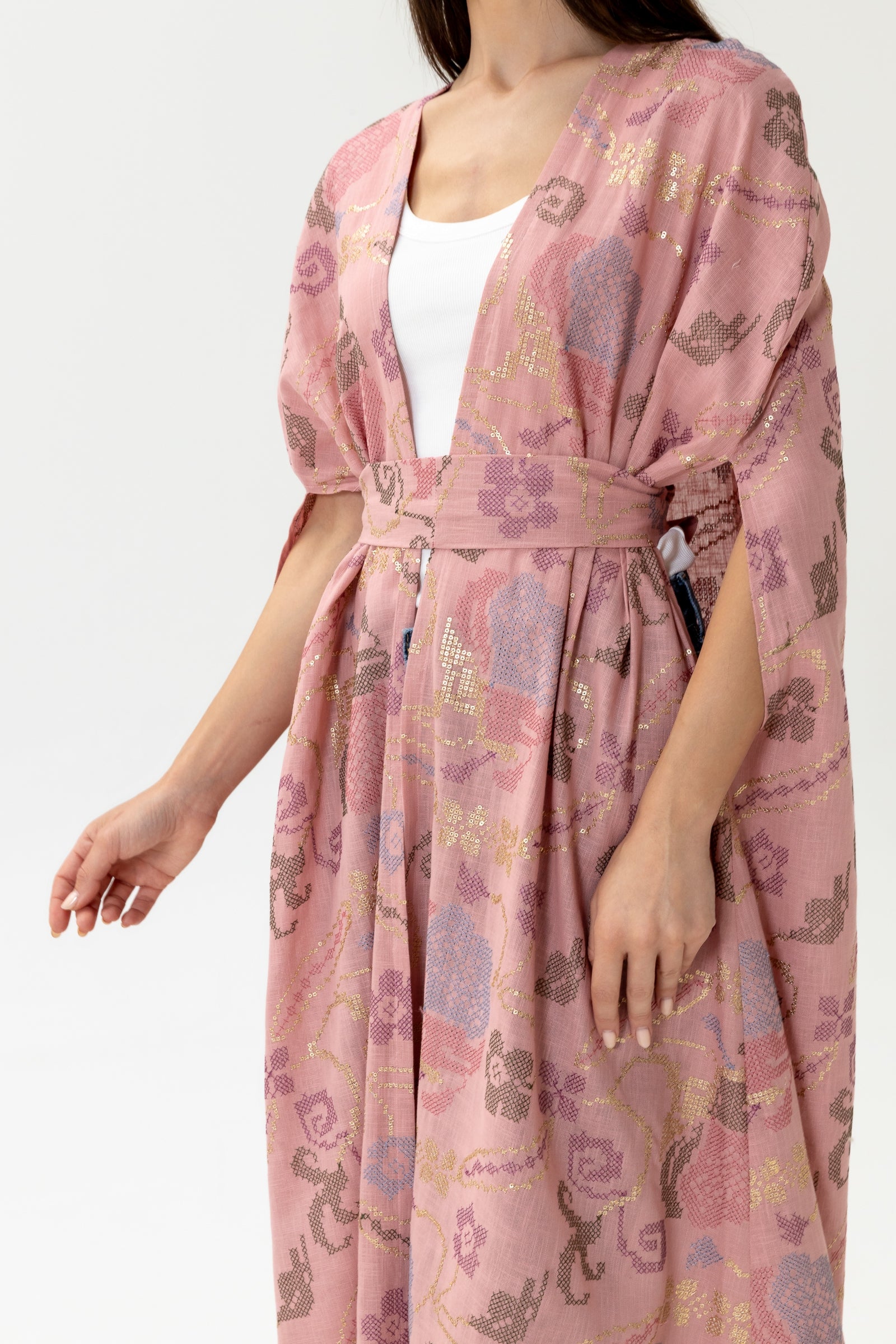 Pink Embroidered Cape