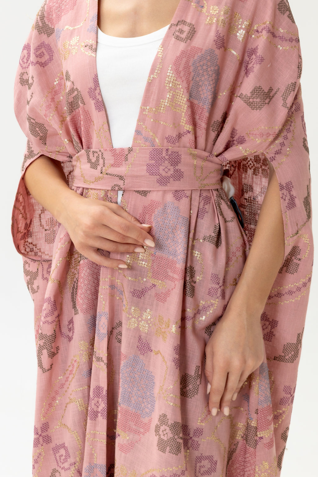 Pink Embroidered Cape
