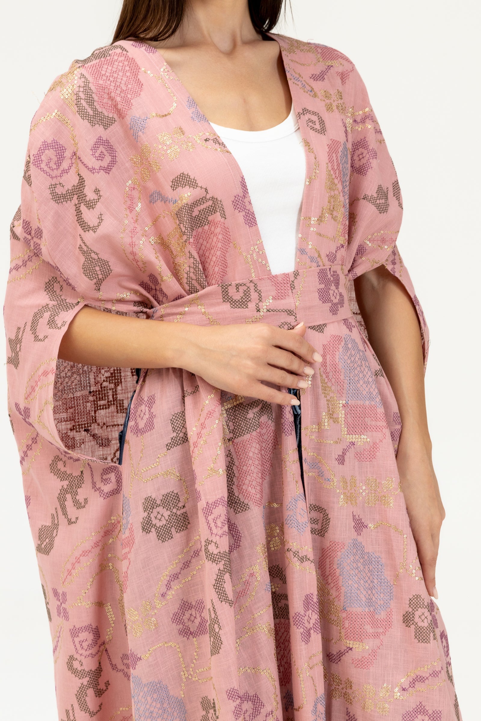 Pink Embroidered Cape