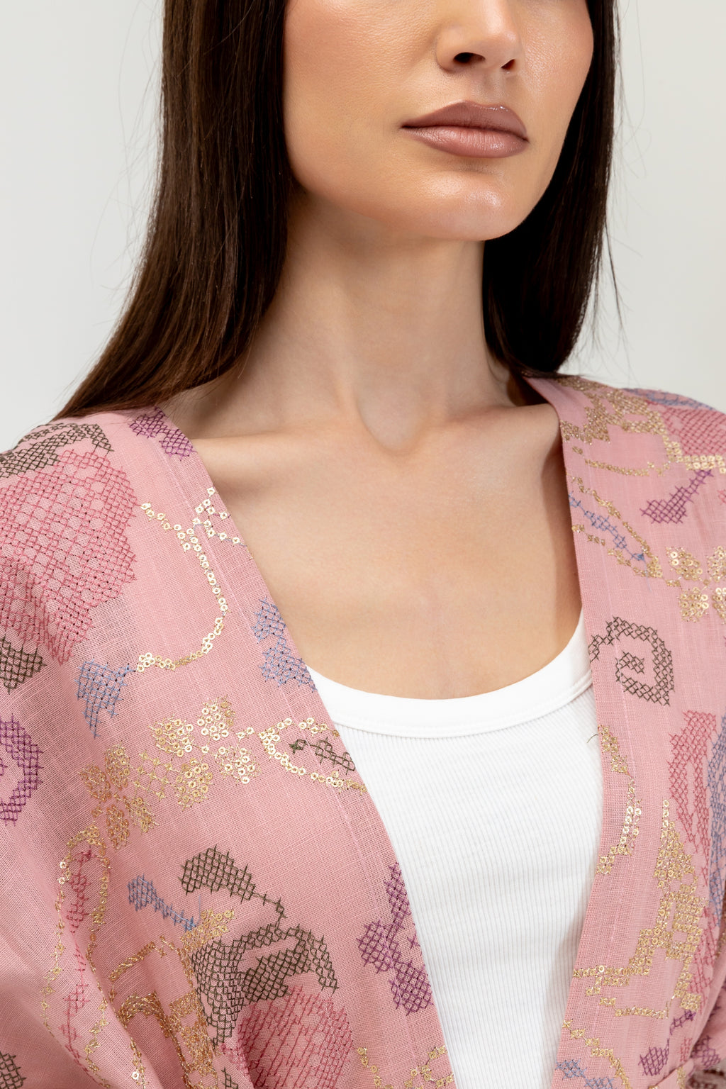 Pink Embroidered Cape