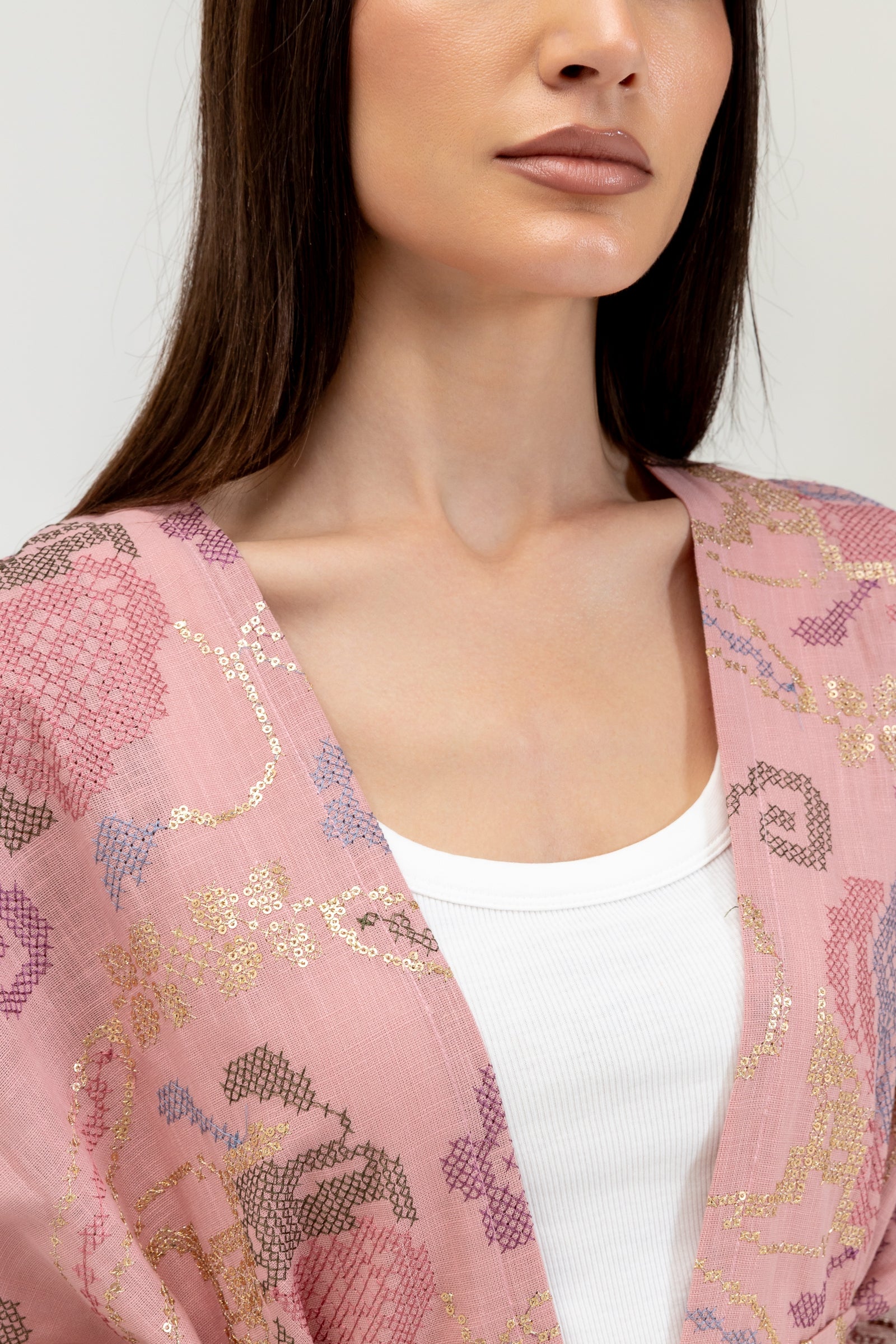 Pink Embroidered Cape