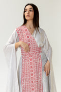 Silver Embroidered Wrap Abaya