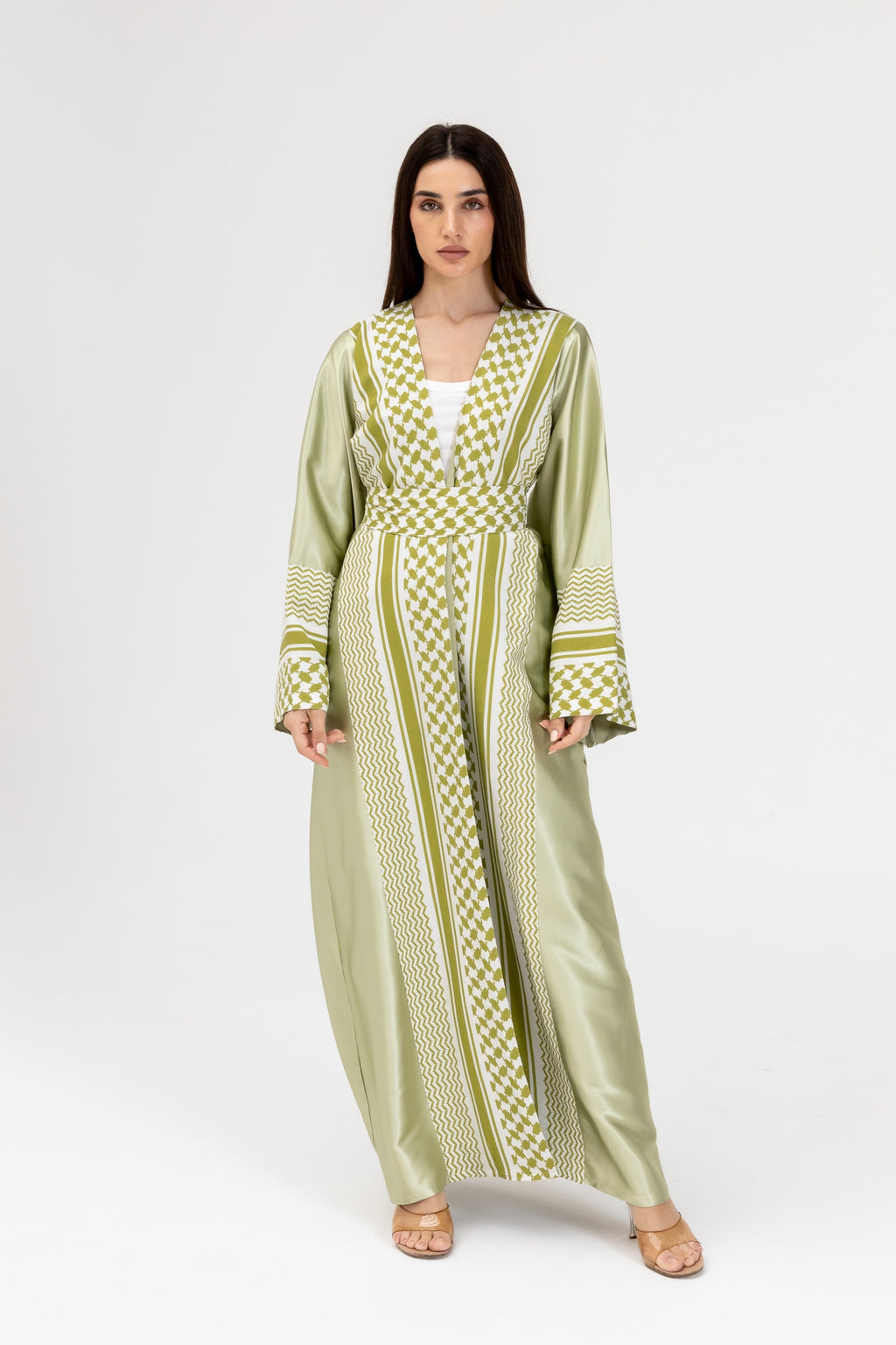 Lime Keffiyeh Abaya