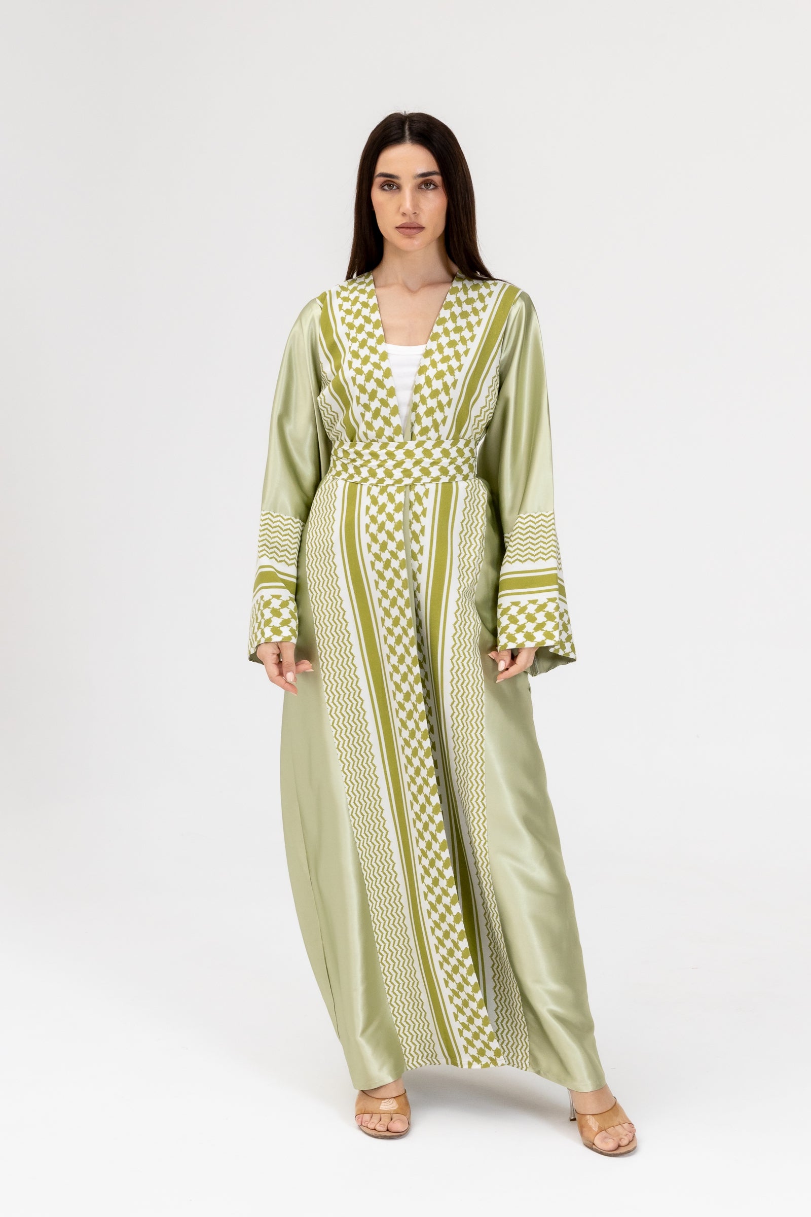 Lime Keffiyeh Abaya