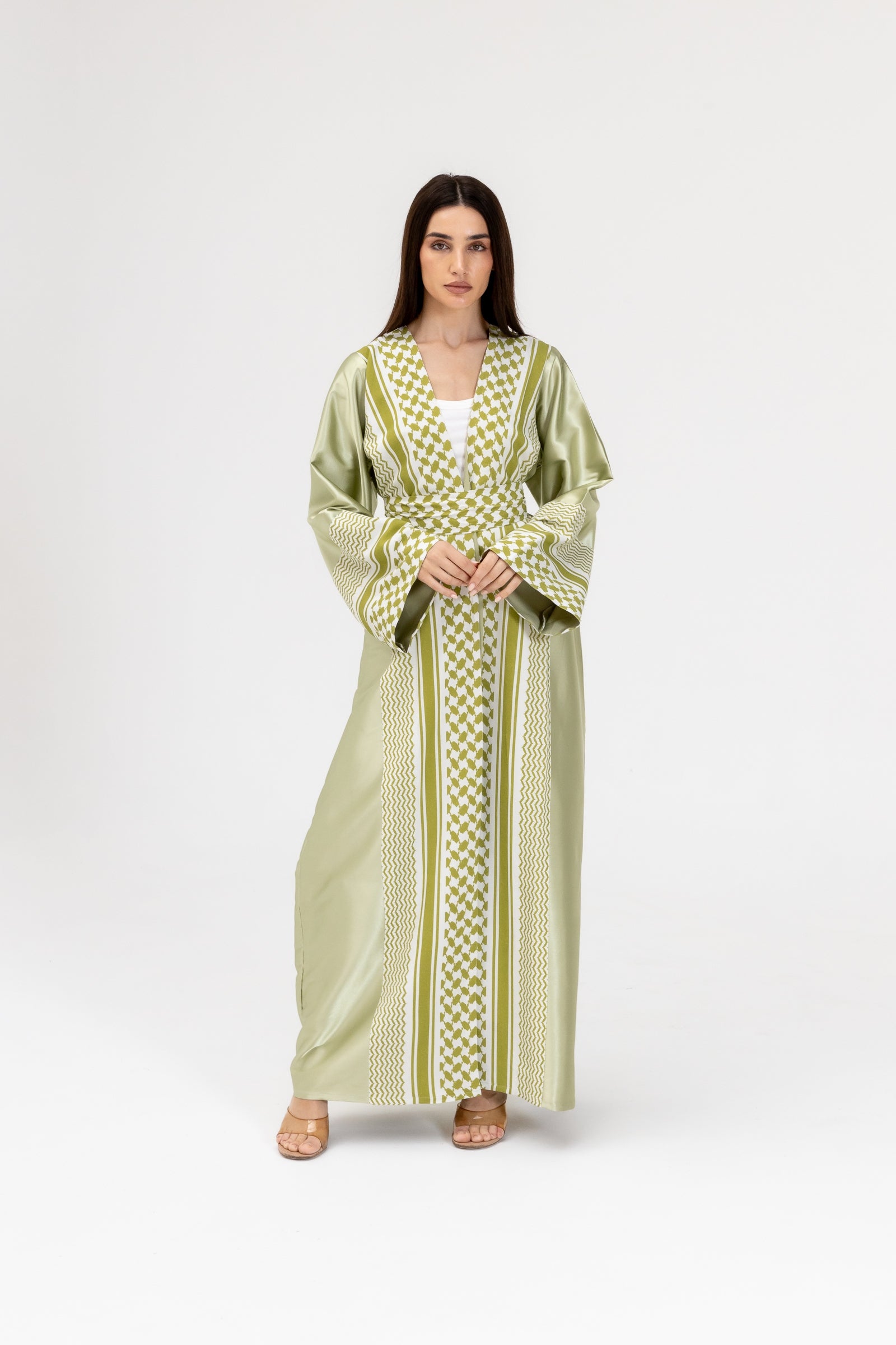 Lime Keffiyeh Abaya