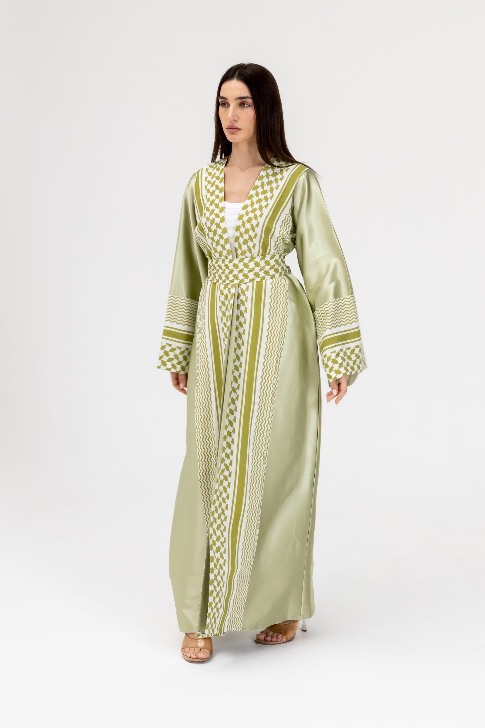 Lime Keffiyeh Abaya