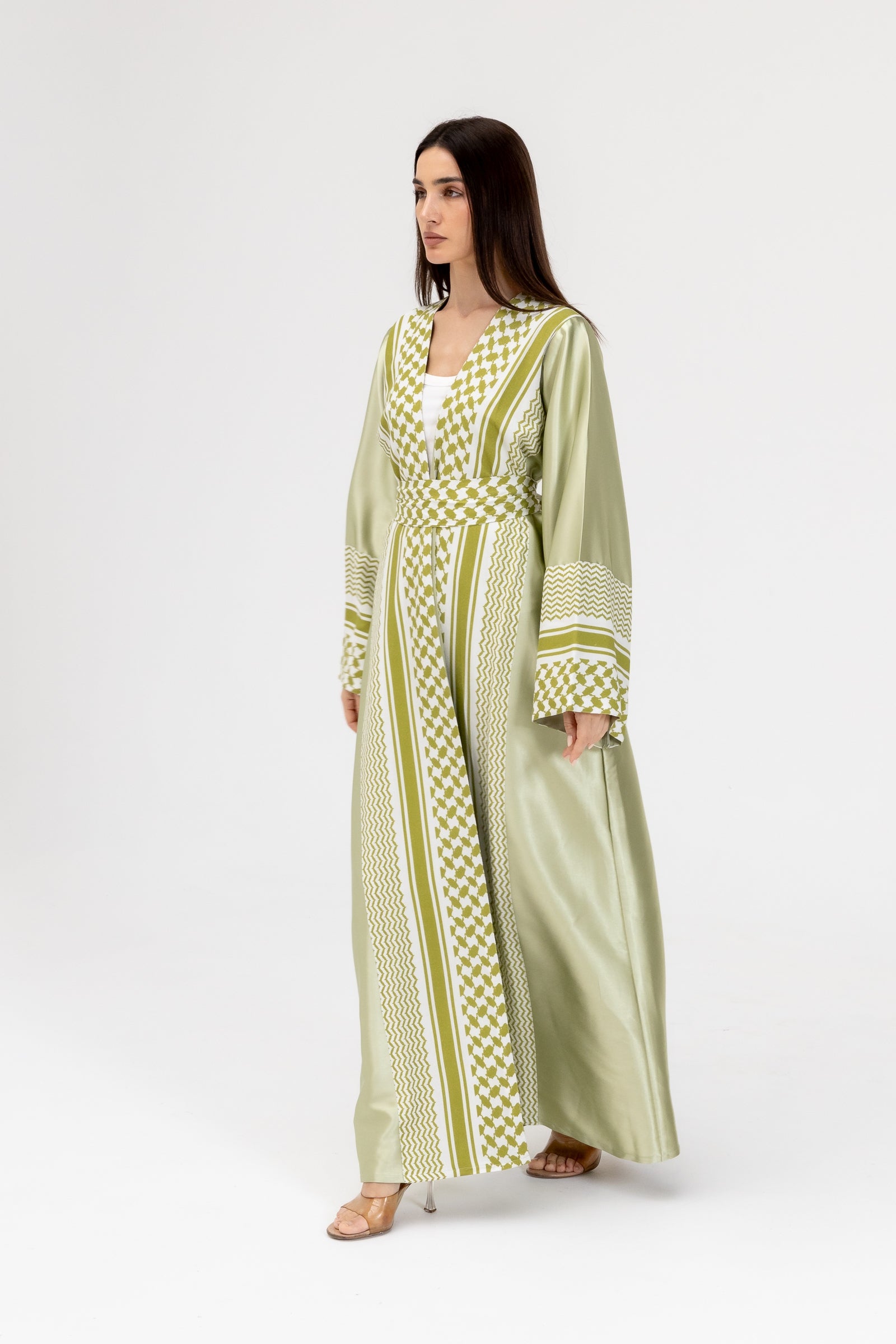 Lime Keffiyeh Abaya