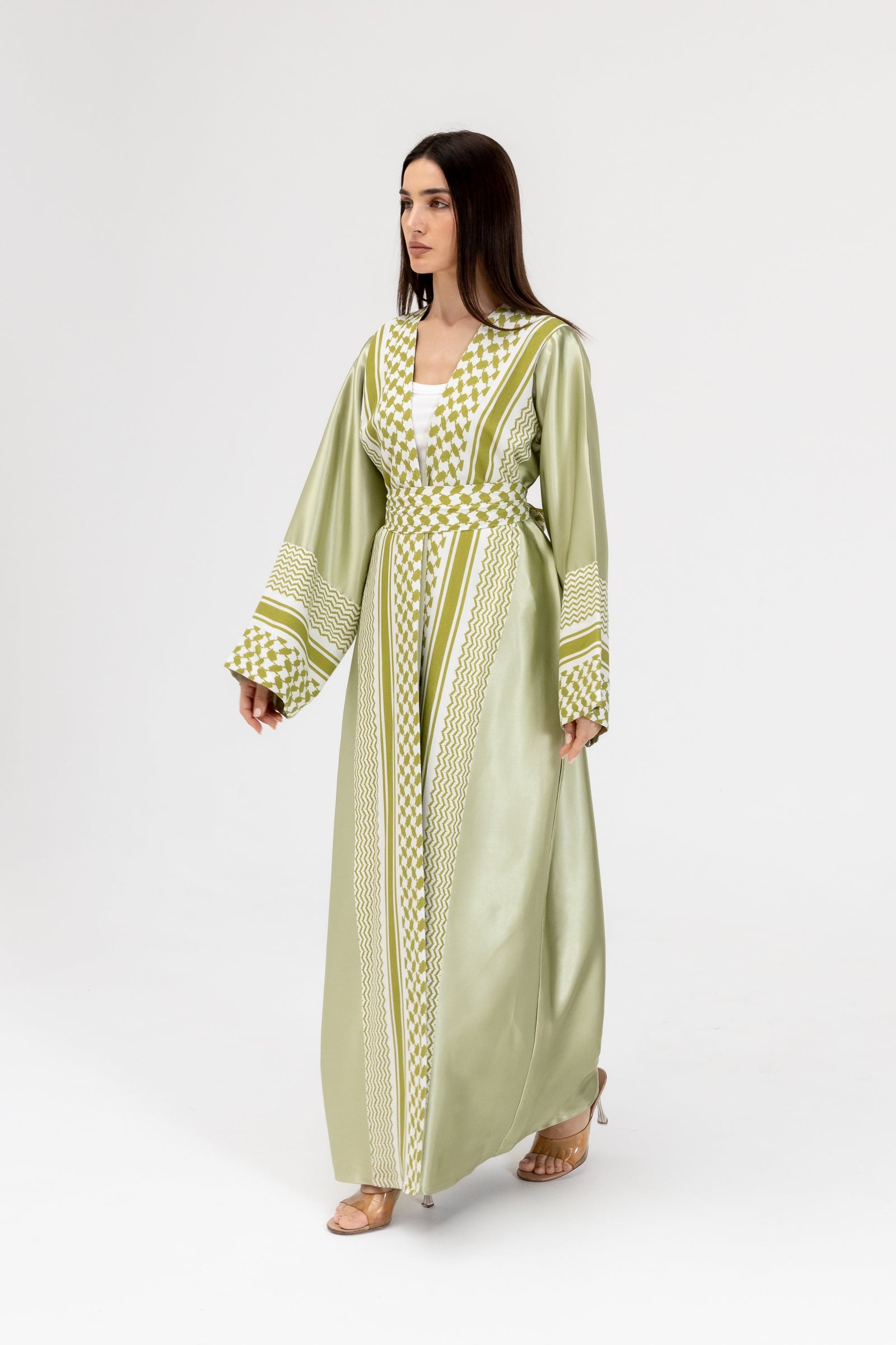 Lime Keffiyeh Abaya