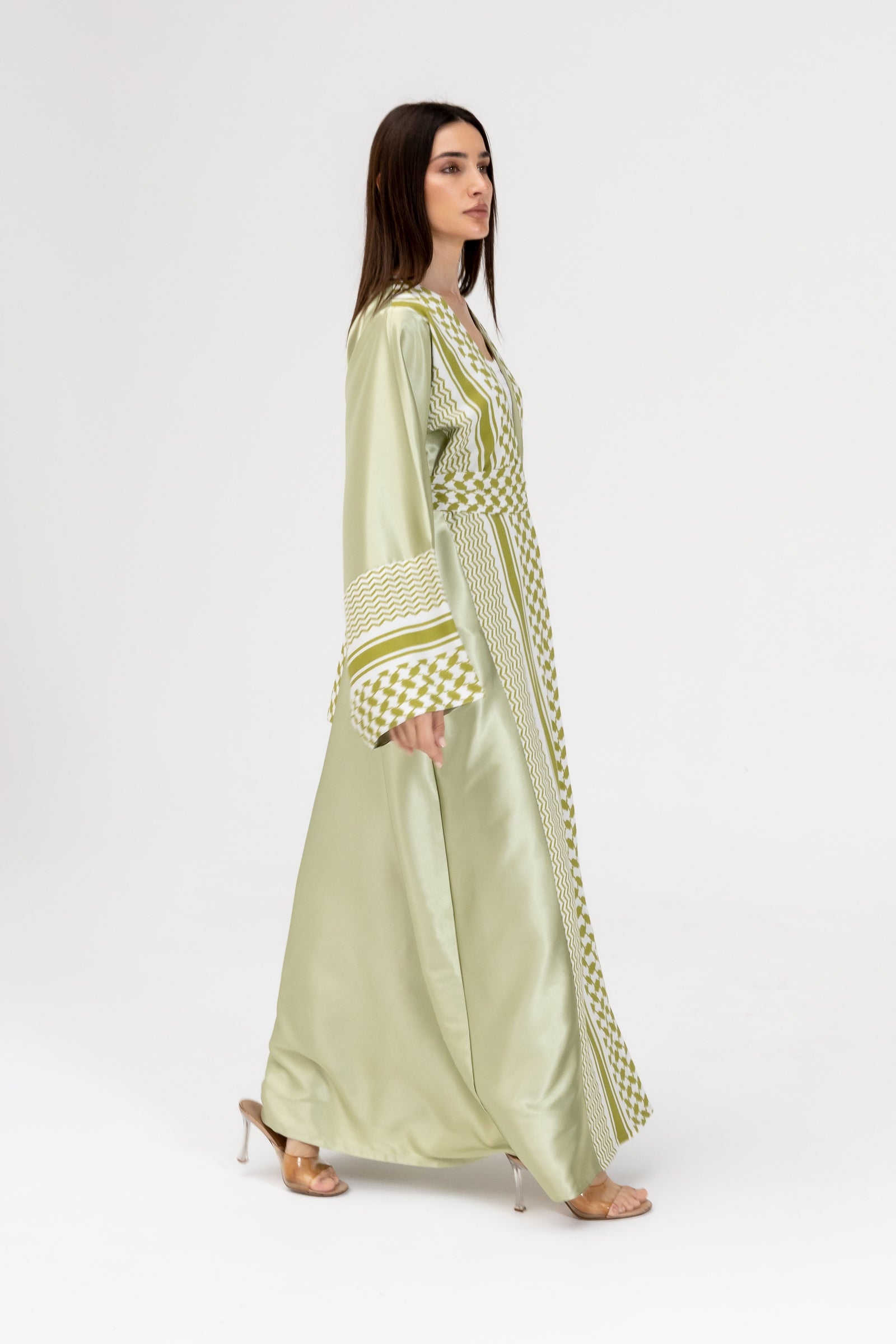 Lime Keffiyeh Abaya