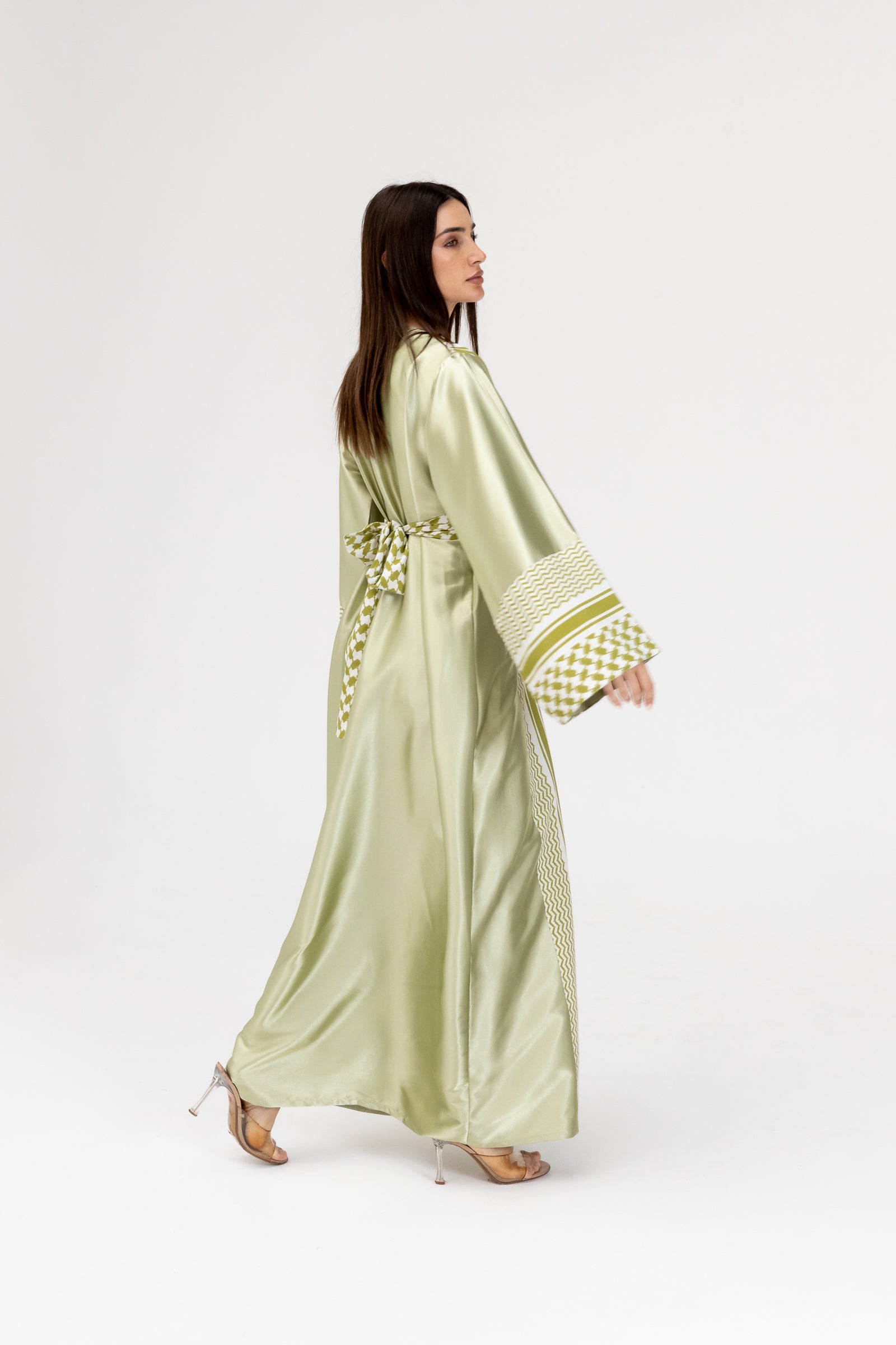 Lime Keffiyeh Abaya