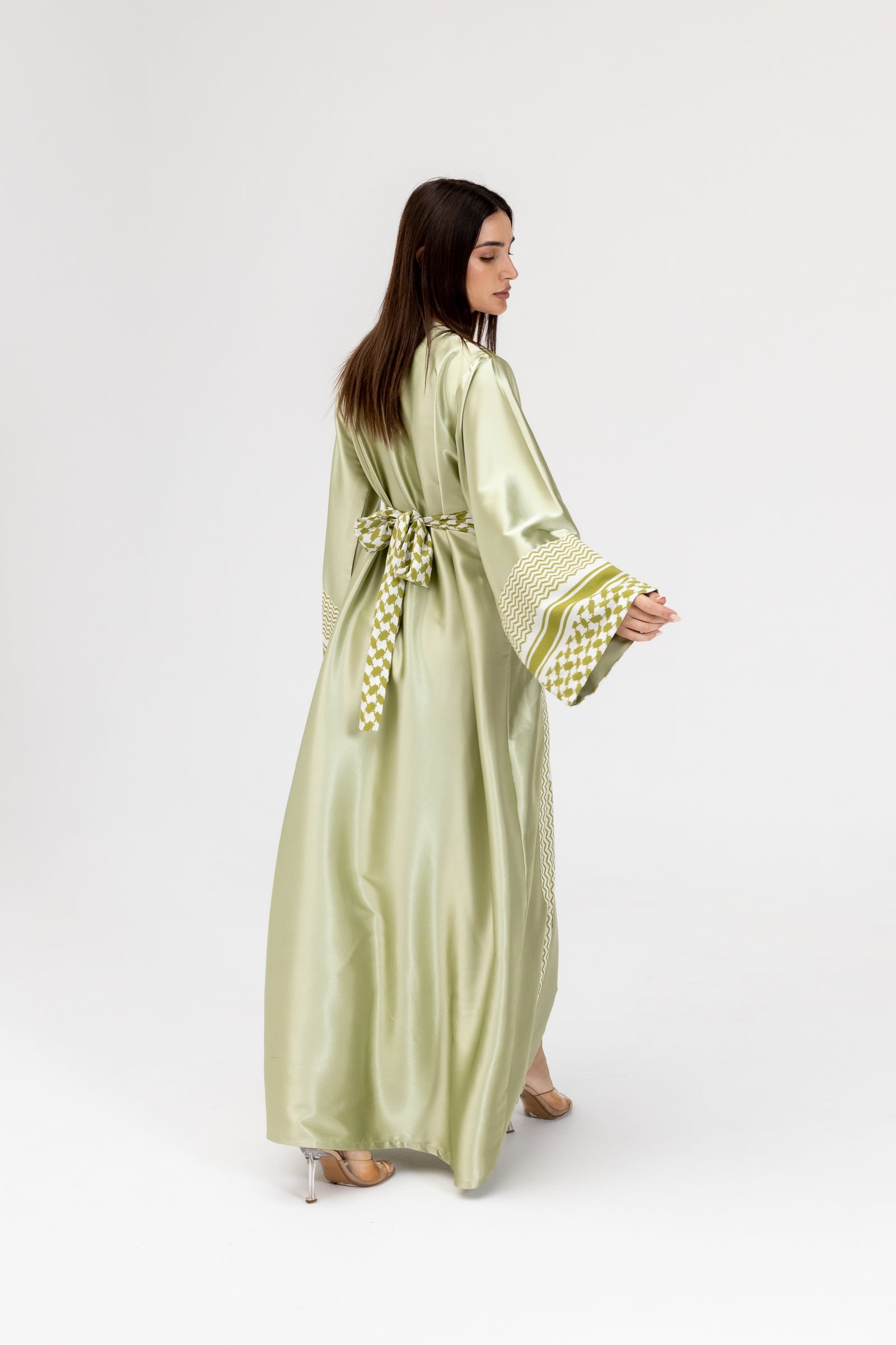 Lime Keffiyeh Abaya