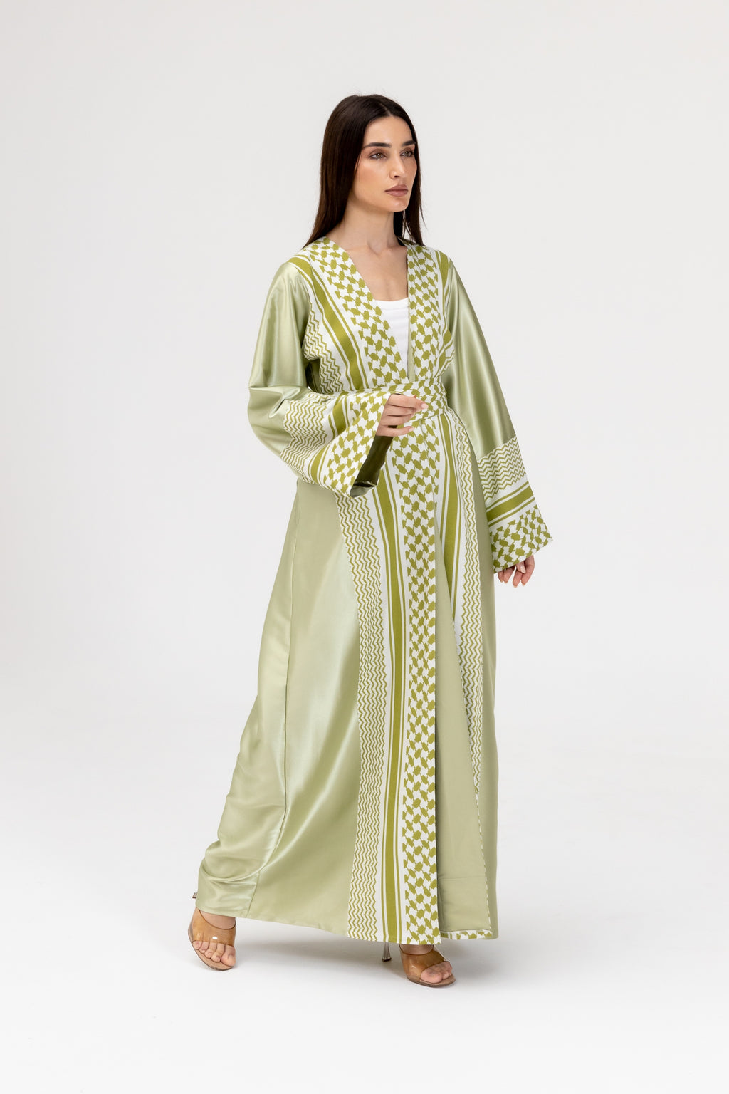 Lime Keffiyeh Abaya
